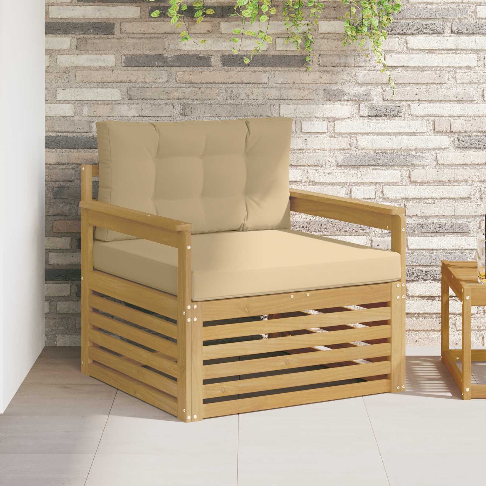 vidaXL Buiten bankenset Massief Acaciahout en Polyester Naturel