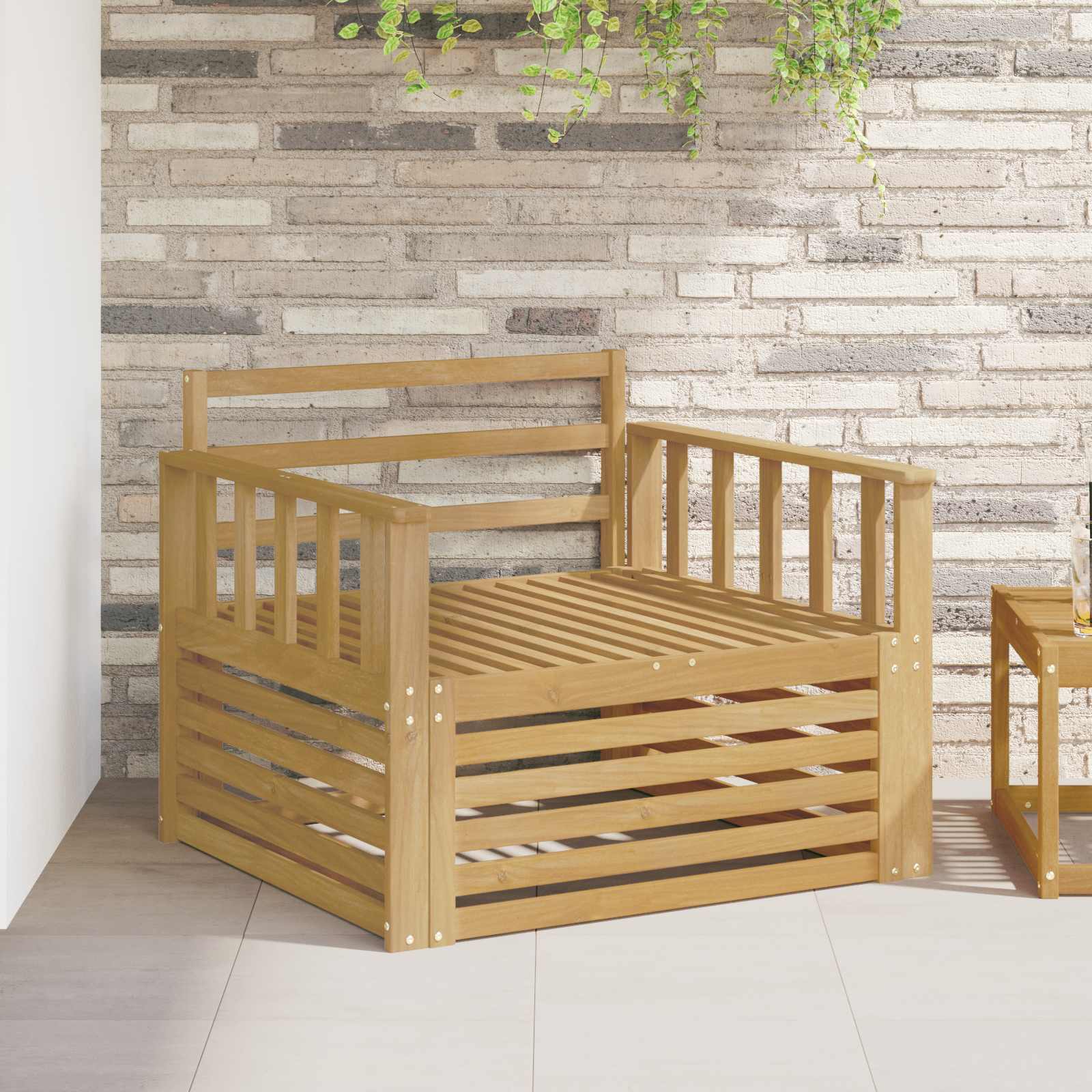 vidaXL Buiten bankenset Massief Acaciahout en Polyester Naturel