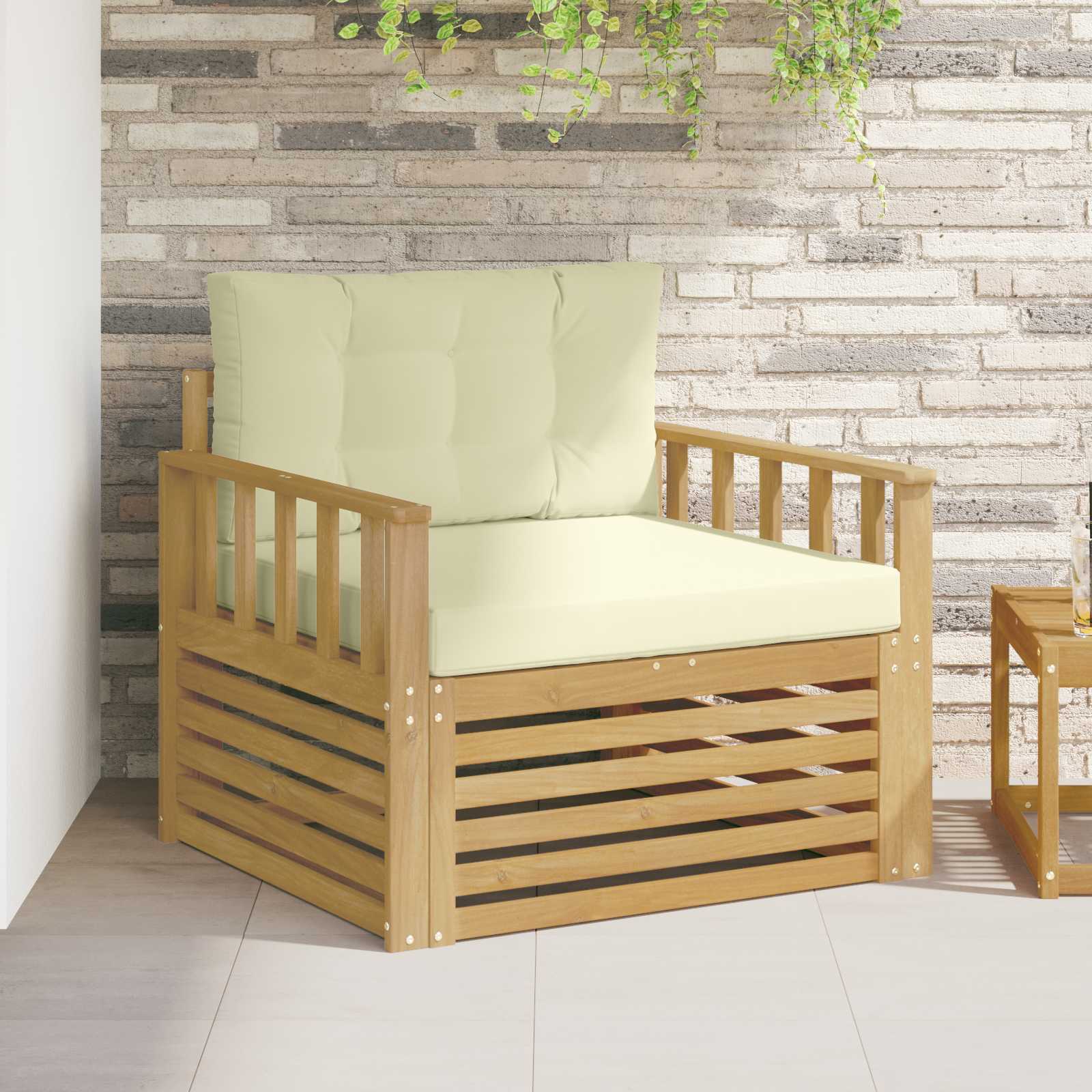 vidaXL Buiten bankenset Massief Acaciahout en Polyester Naturel