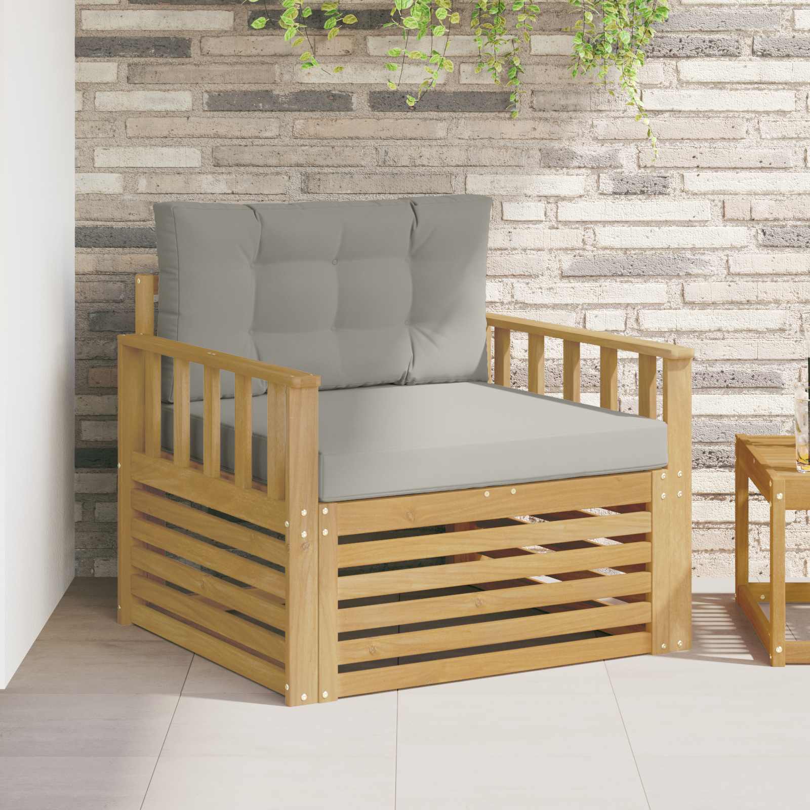 vidaXL Buiten bankenset Massief Acaciahout en Polyester Naturel