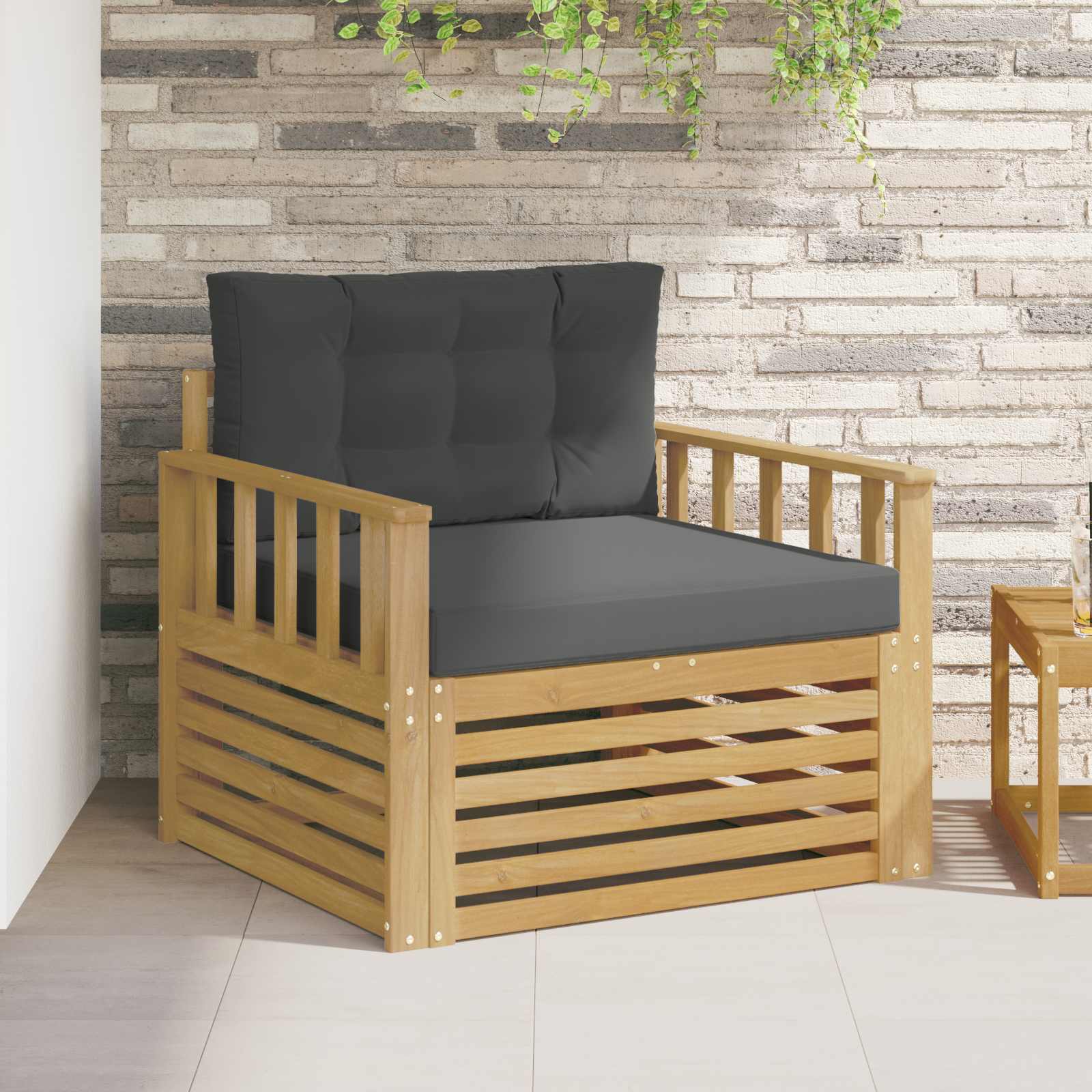 vidaXL Buiten bankenset Massief Acaciahout en Polyester Naturel