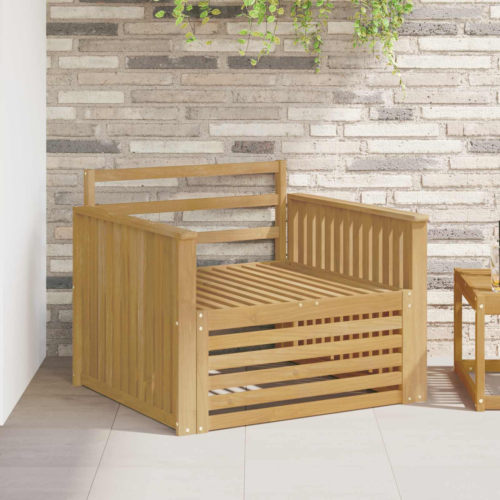 vidaXL Buiten bankenset Massief Acaciahout en Polyester Naturel