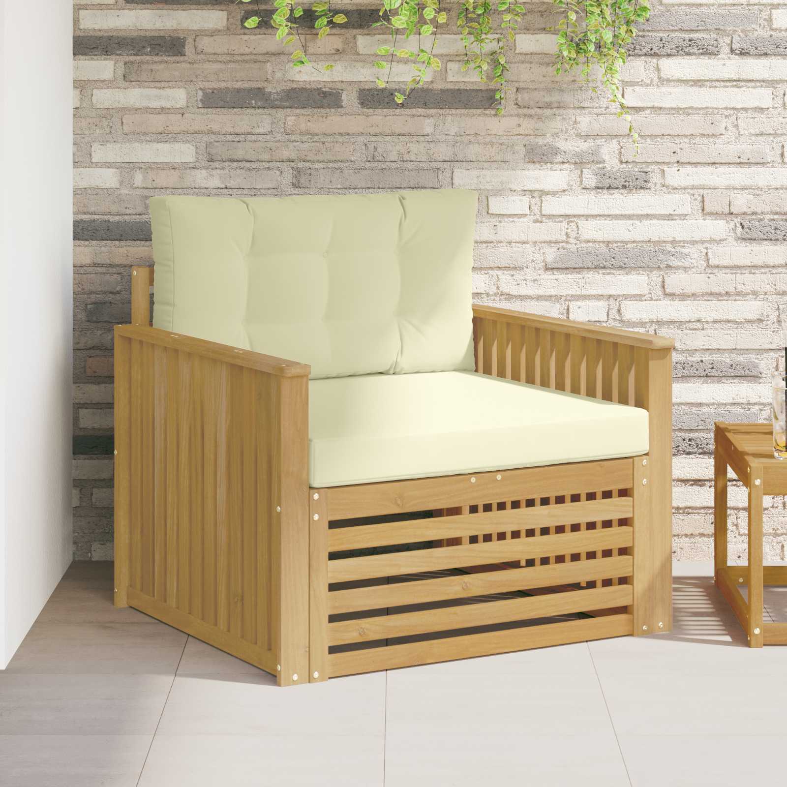 vidaXL Buiten bankenset Massief Acaciahout en Polyester Naturel