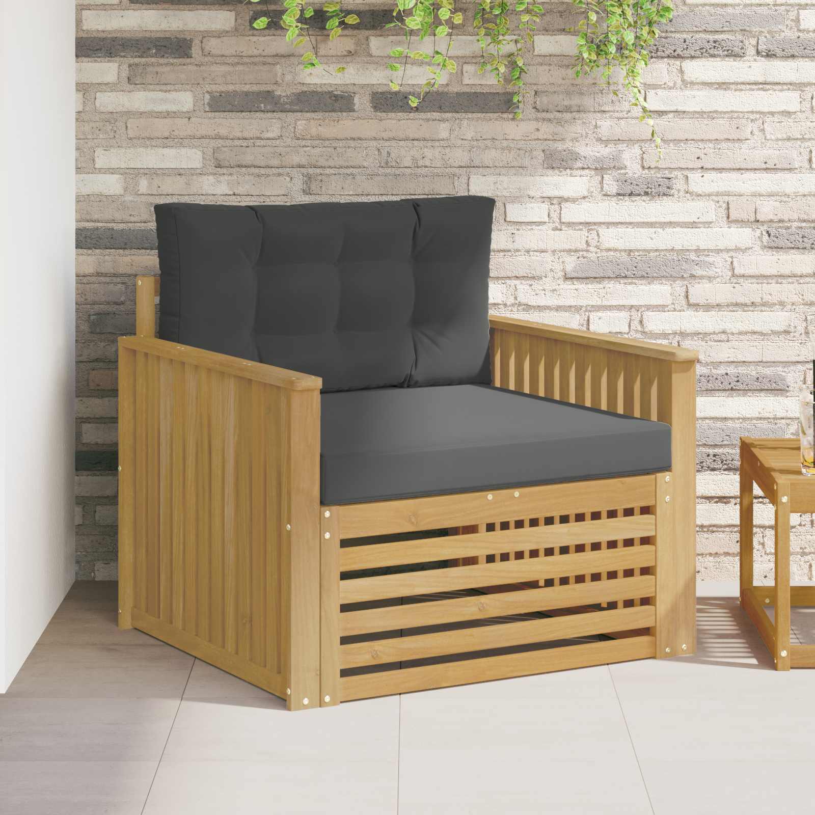 vidaXL Buiten bankenset Massief Acaciahout en Polyester Naturel