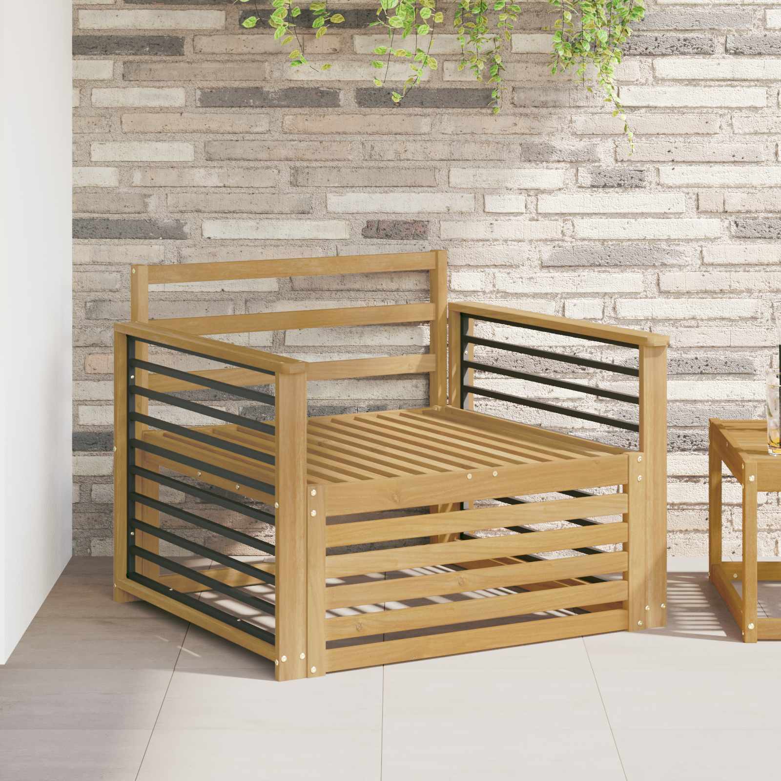 vidaXL Buiten bankenset Massief Acaciahout en Polyester Naturel