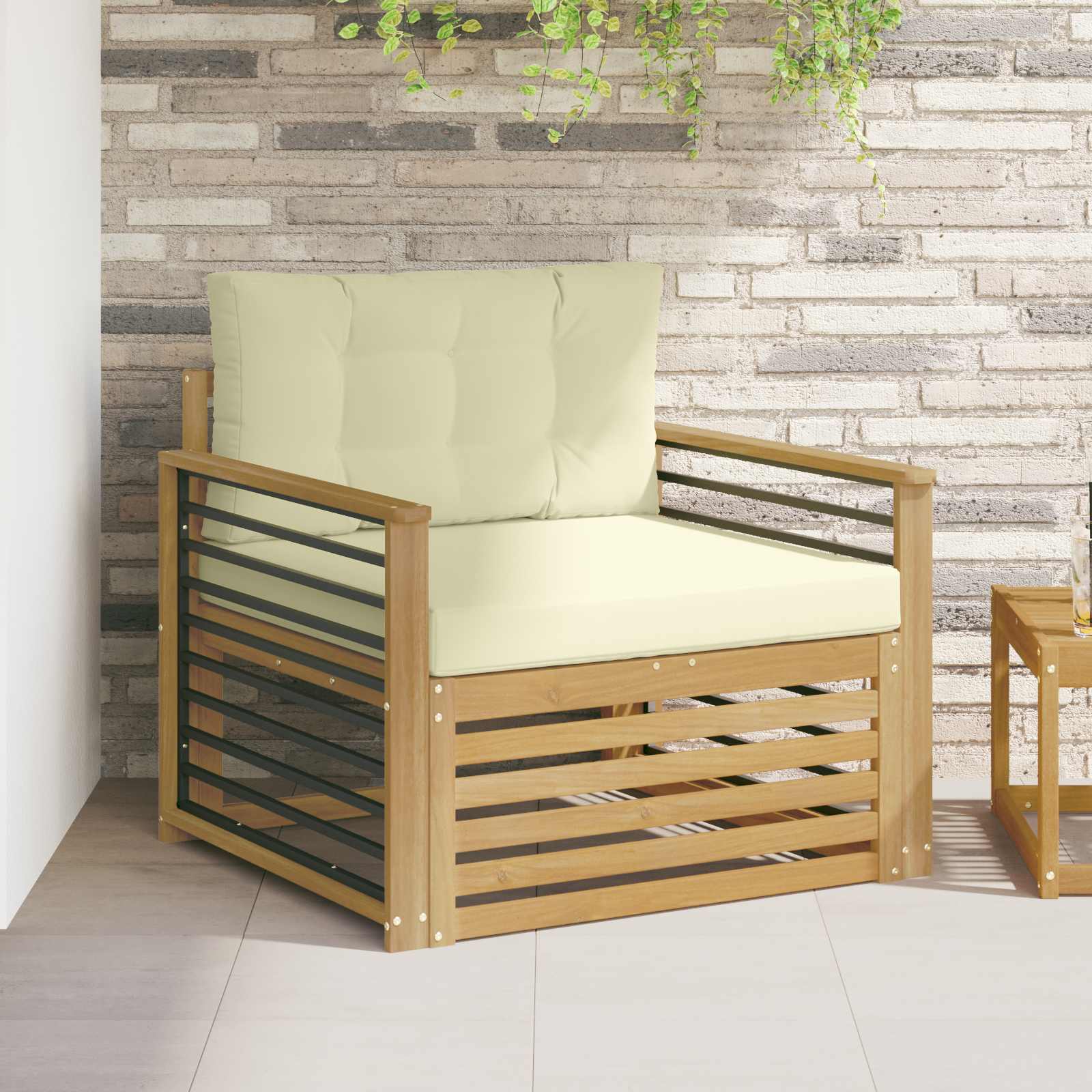 vidaXL Buiten bankenset Massief Acaciahout en Polyester Naturel