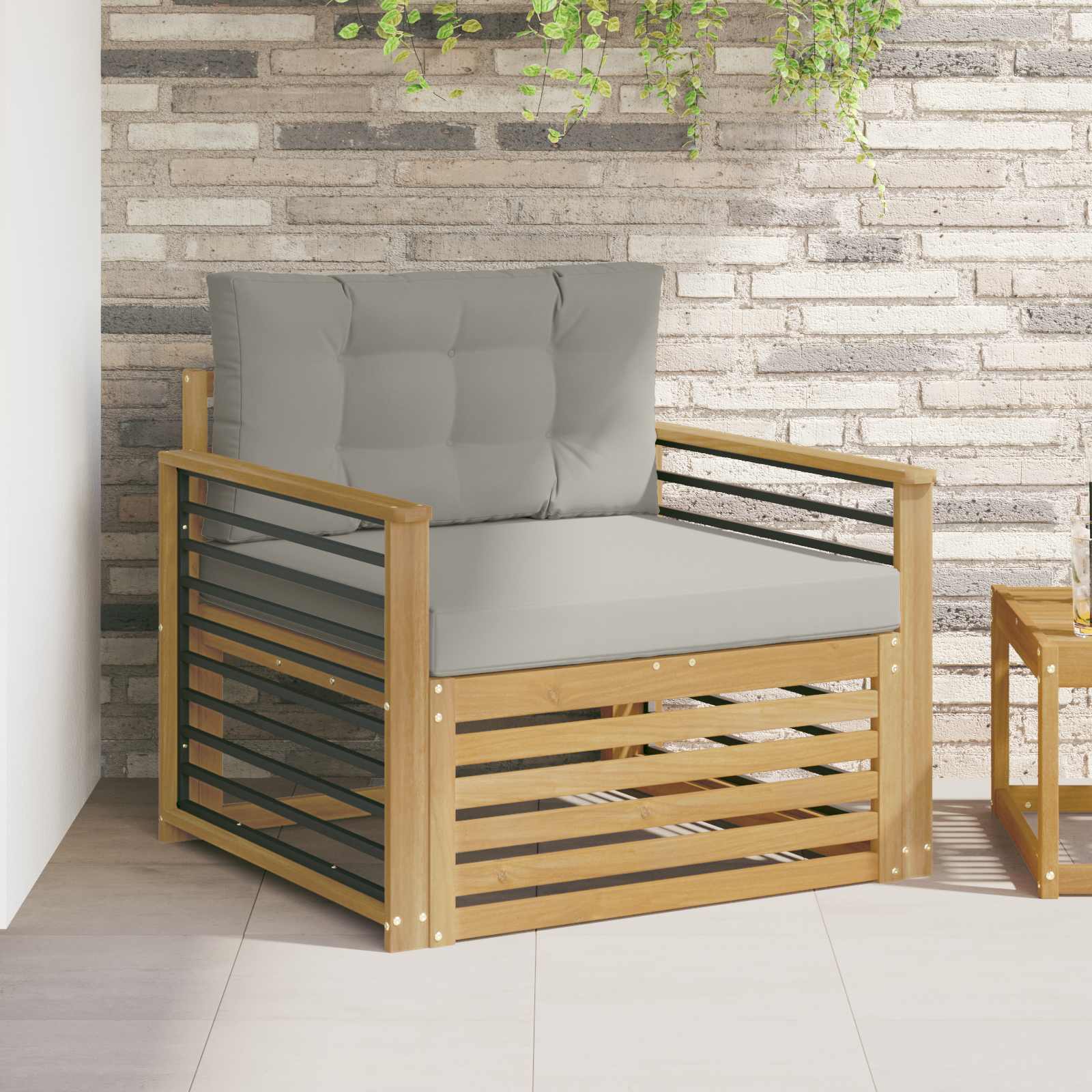 vidaXL Buiten bankenset Massief Acaciahout en Polyester Naturel
