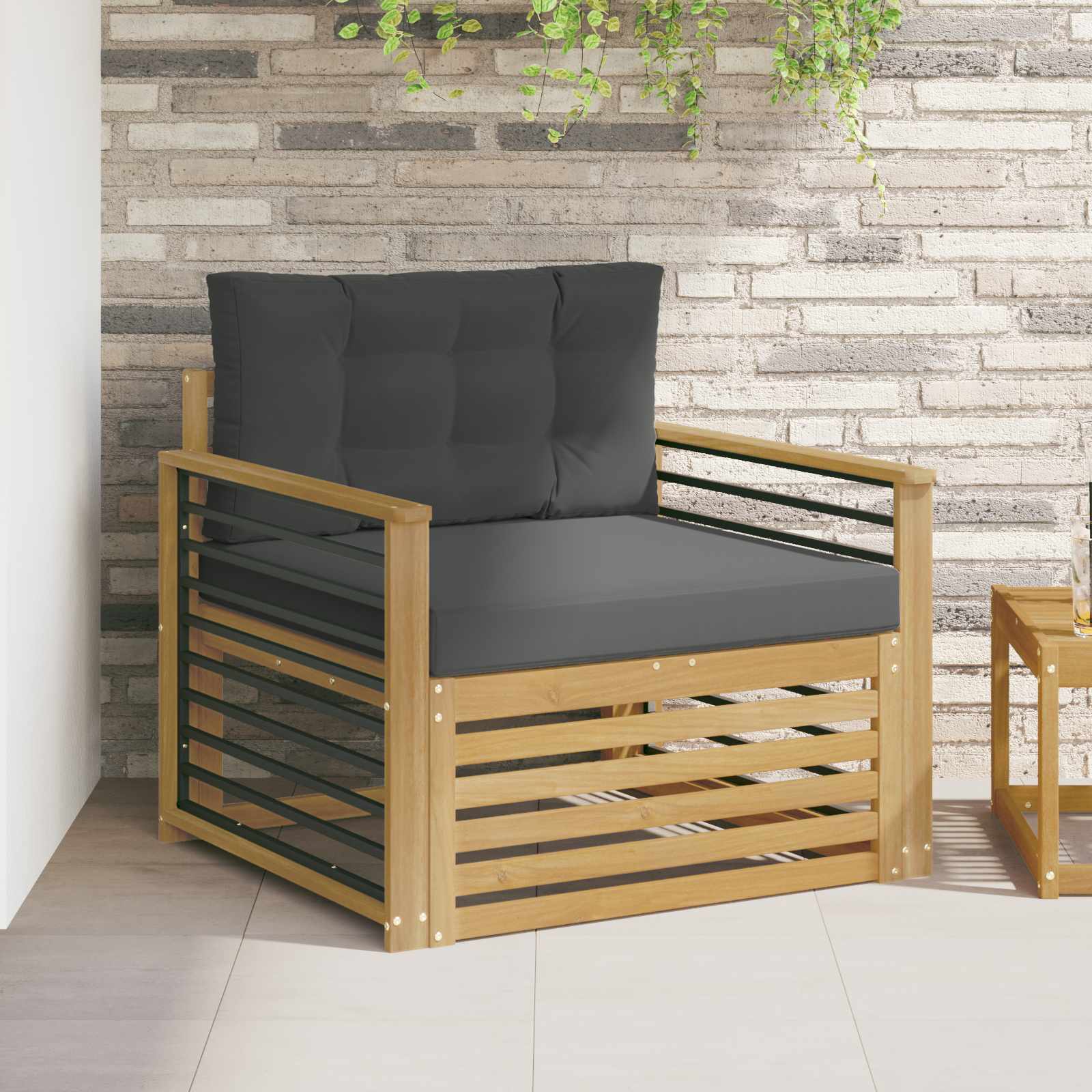 vidaXL Buiten bankenset Massief Acaciahout en Polyester Naturel