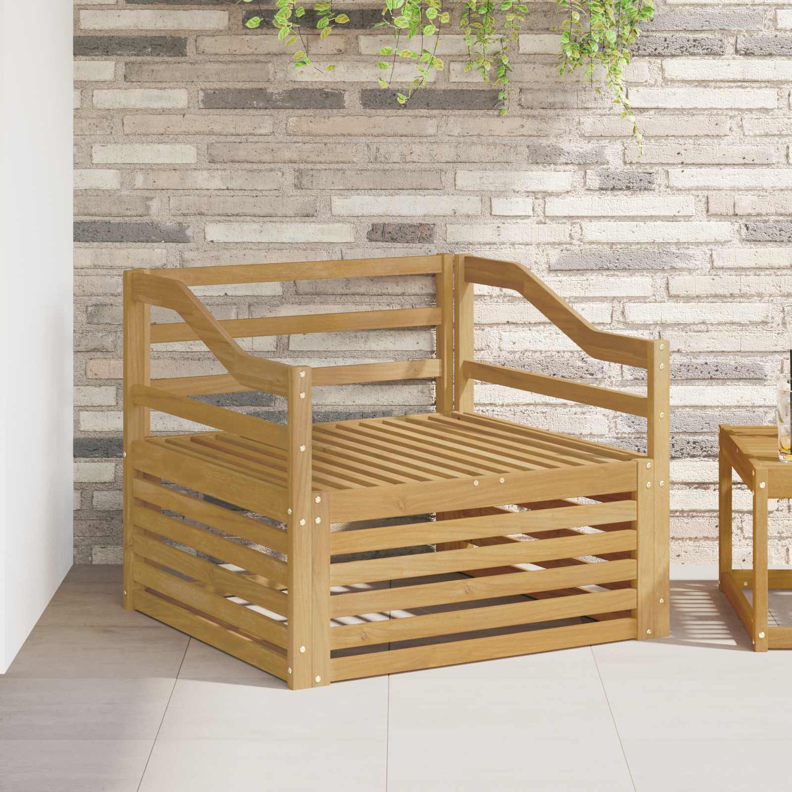 vidaXL Buiten bankenset Massief Acaciahout en Polyester Naturel