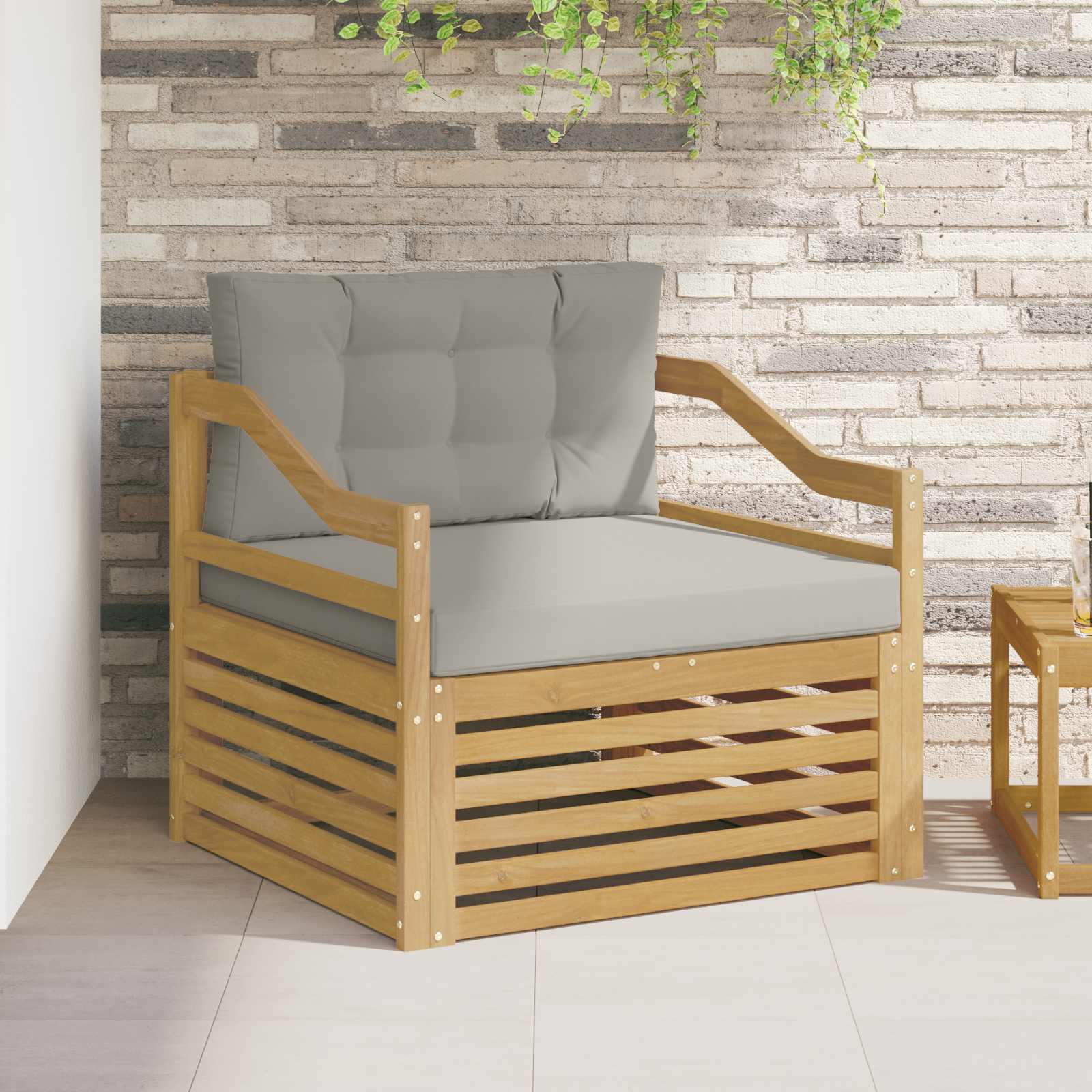 vidaXL Buiten bankenset Massief Acaciahout en Polyester Naturel