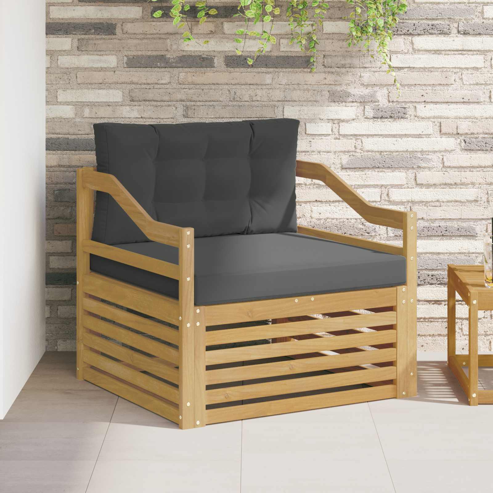 vidaXL Buiten bankenset Massief Acaciahout en Polyester Naturel