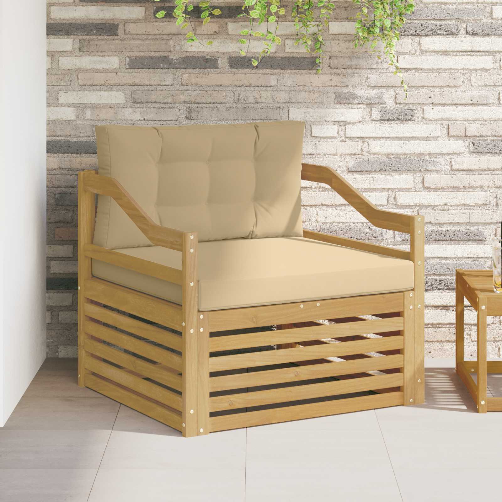 vidaXL Buiten bankenset Massief Acaciahout en Polyester Naturel