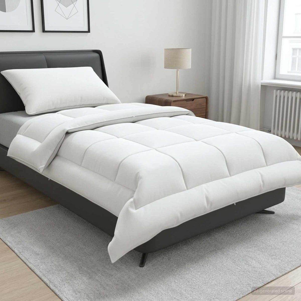vidaXL Dekbed en Kussen Set 2 st 135x200 cm Zomer 140 GSM Wol Wit