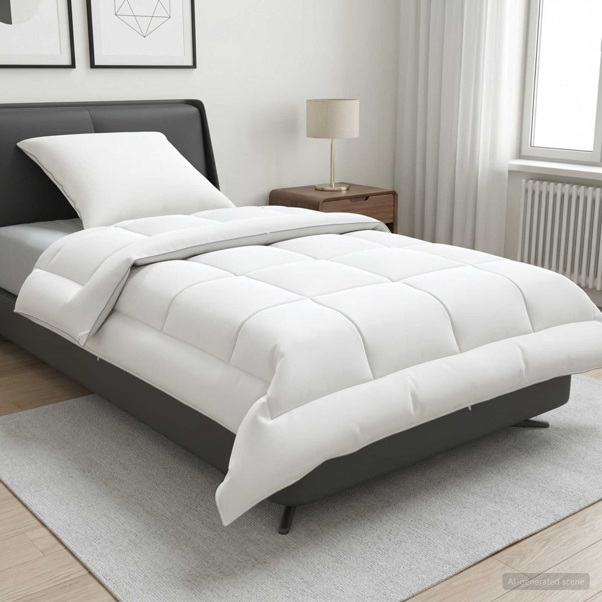 vidaXL Dekbed en Kussen Set 2 st 135x200 cm Zomer 200 GSM Wol Wit