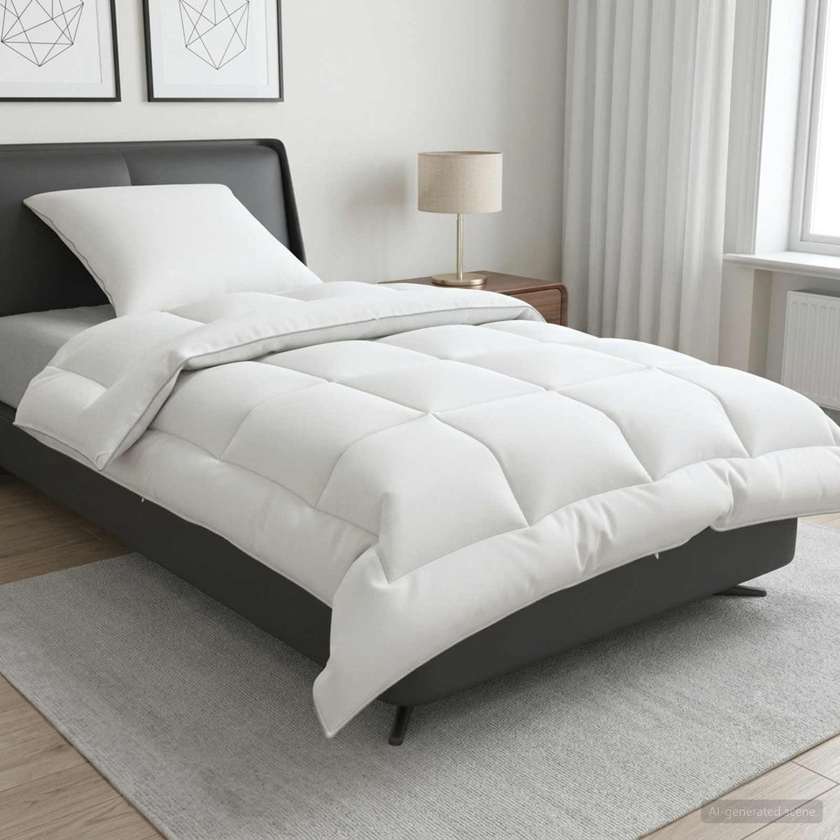 vidaXL Dekbed en Kussen Set 2 st 135x200 cm Winter 450 GSM Wol Wit