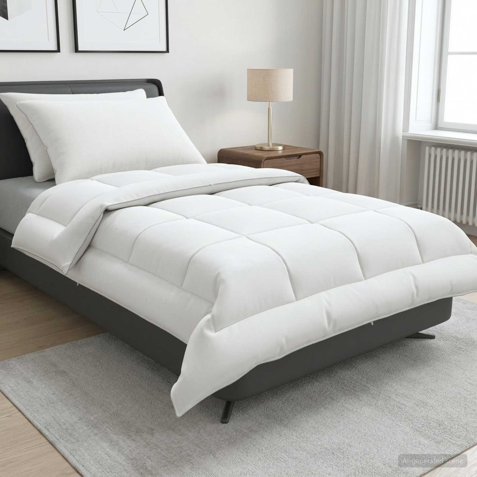 vidaXL Dekbed en Kussen Set 3 st 200x200 cm Zomer 200 GSM Wol Wit