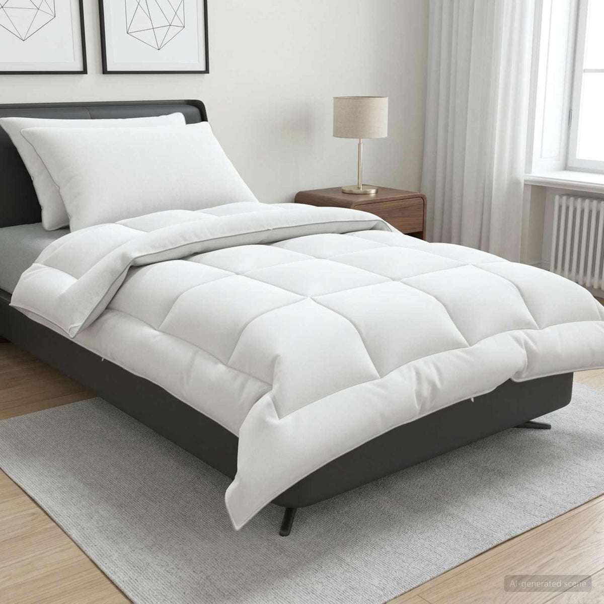 vidaXL Dekbed en Kussen Set 3 st 200x200 cm Winter 450 GSM Wol Wit