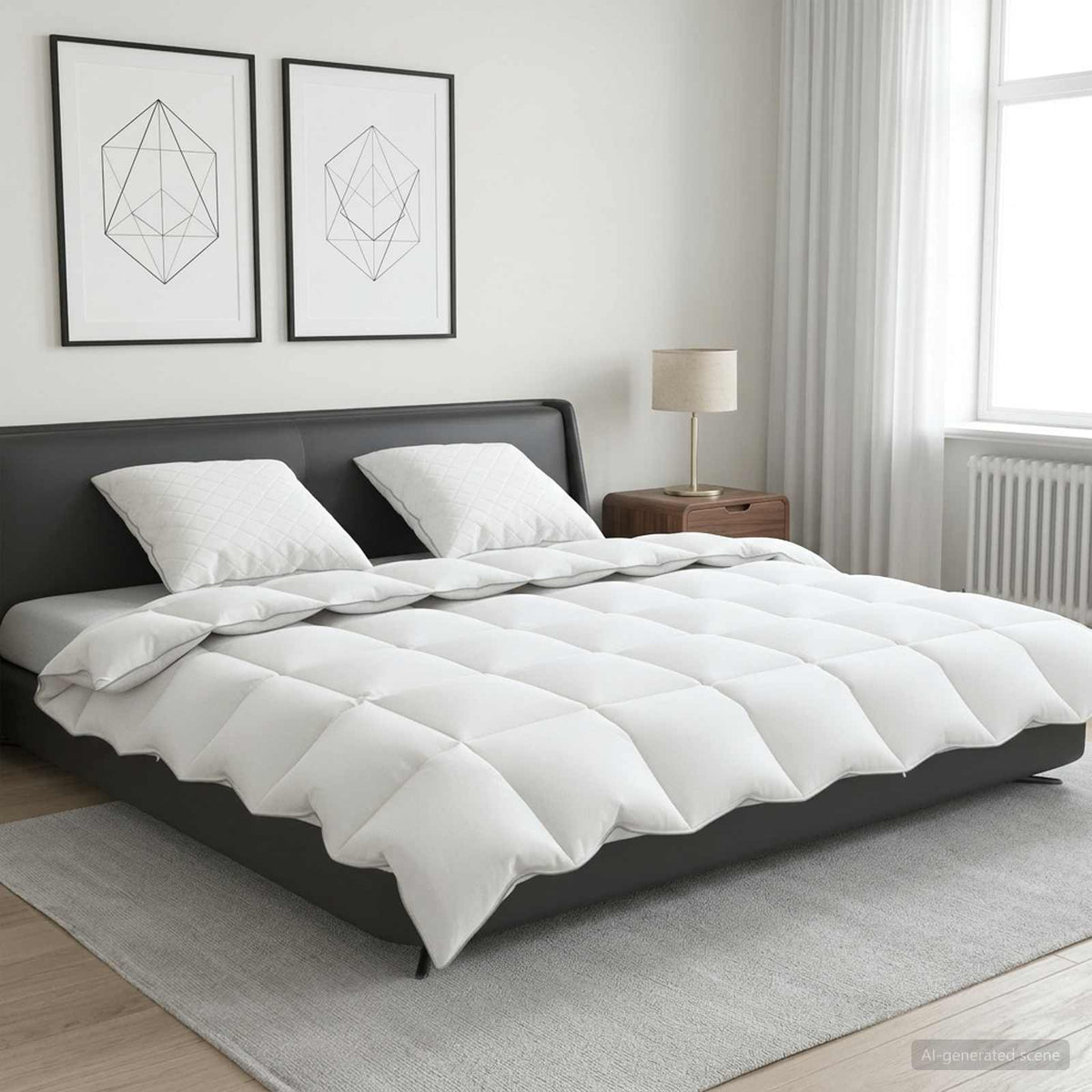 vidaXL 90% ganzen dons dekbedset FULDA 3 st 200 x 200 cm 210 GSM Wit