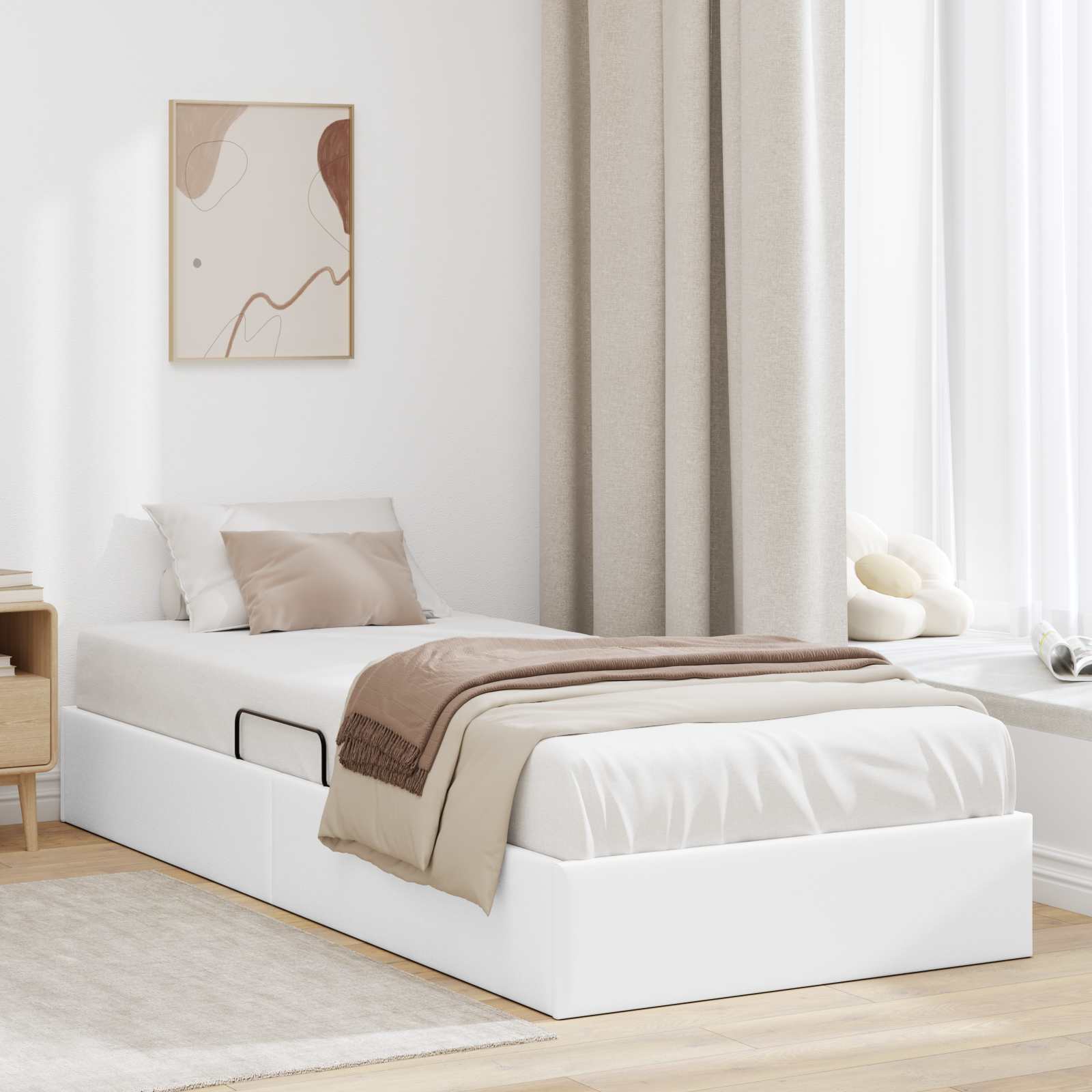 vidaXL Ottoman Bedframe met opslag Zwart 90 x 190 cm Nep Leer