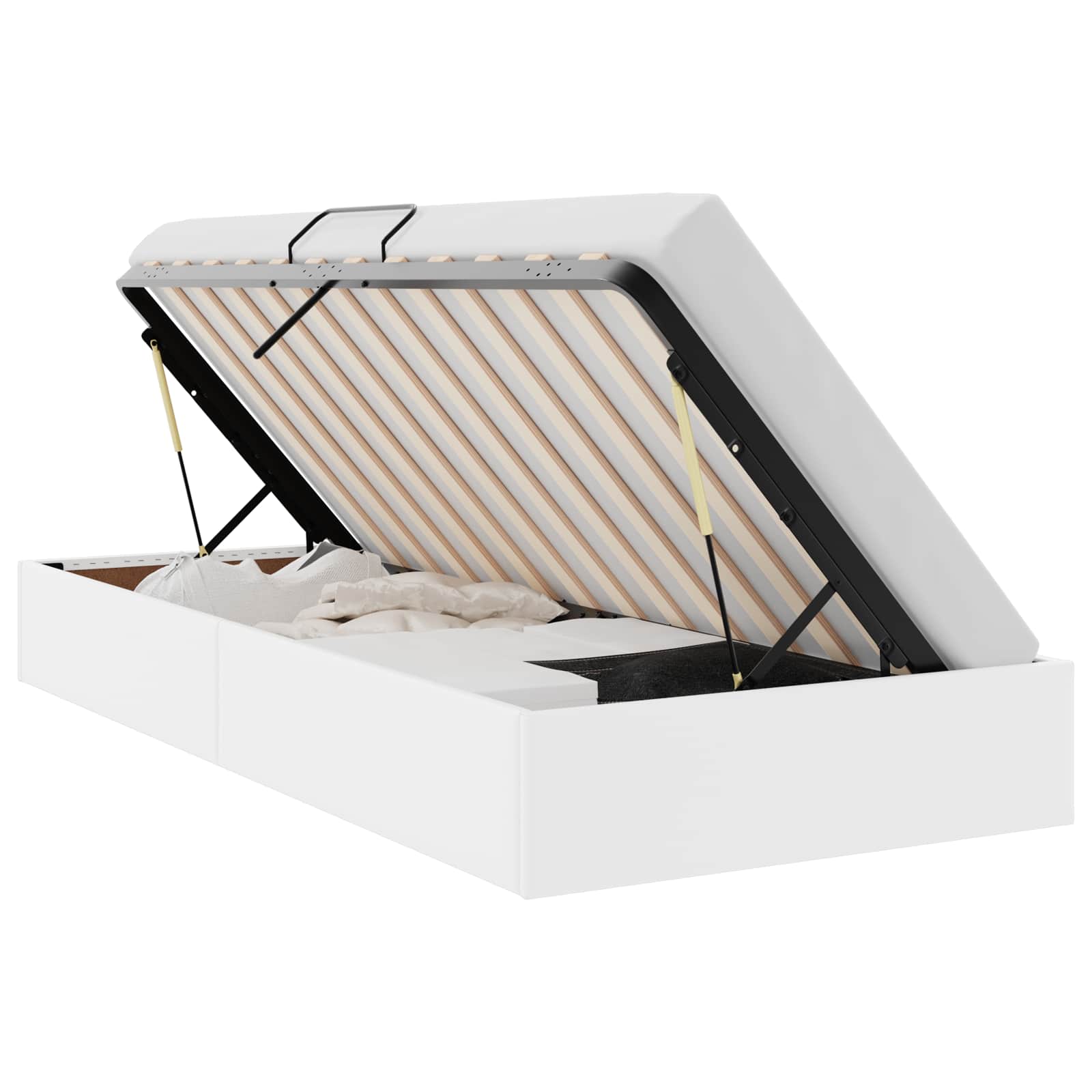 vidaXL Ottoman Bedframe met opslag Zwart 90 x 190 cm Nep Leer