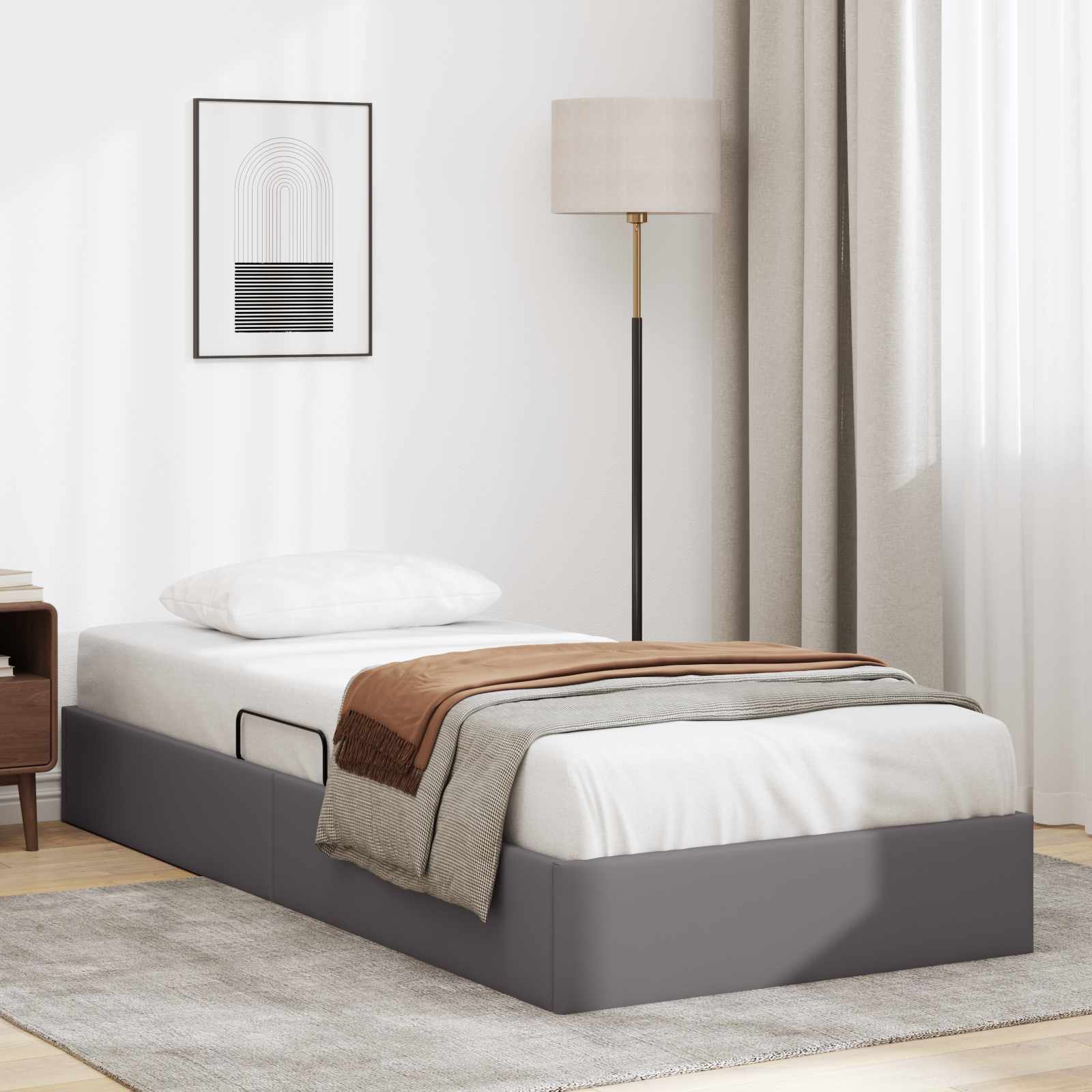 vidaXL Ottoman Bedframe met opslag Zwart 90 x 190 cm Nep Leer
