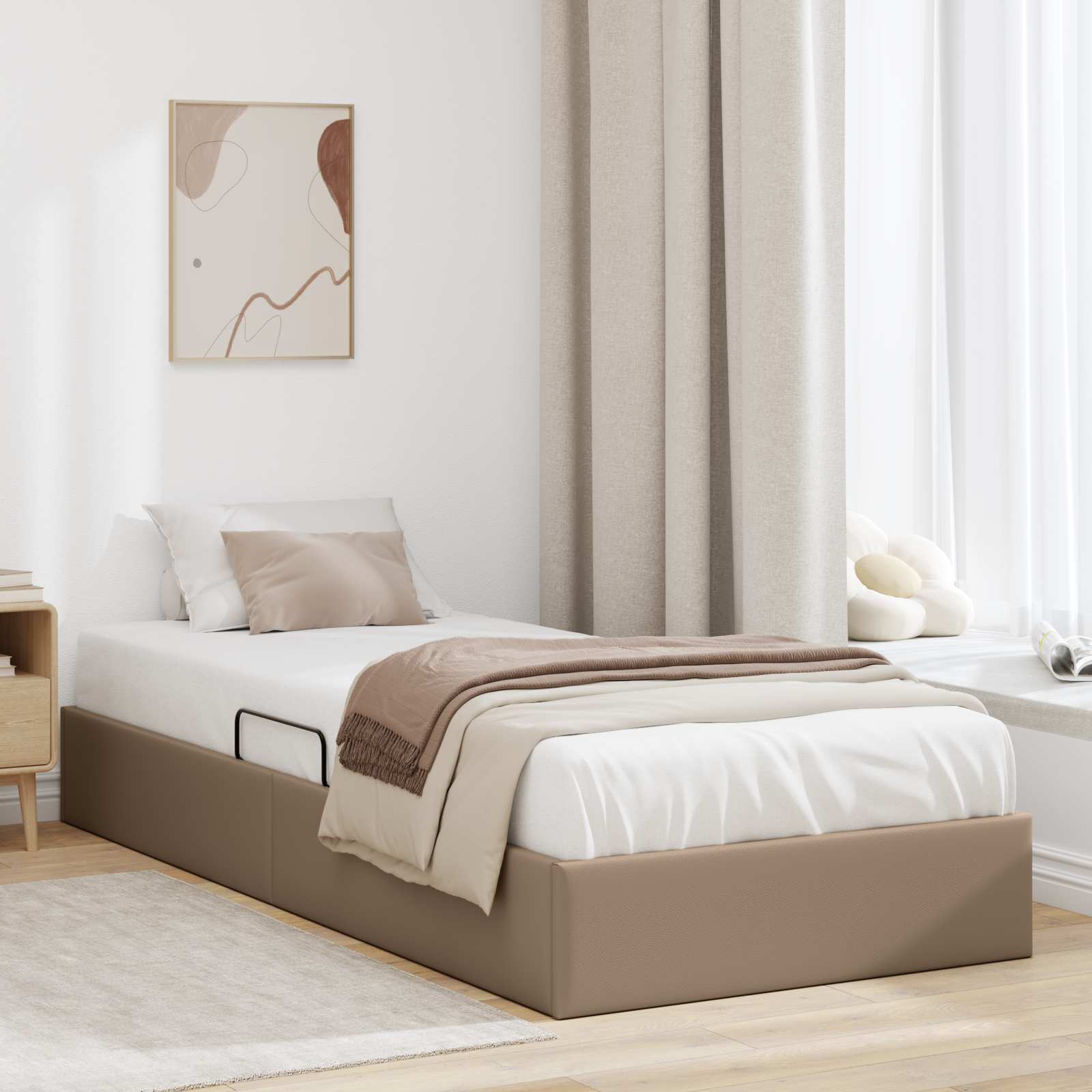 vidaXL Ottoman Bedframe met opslag Zwart 90 x 190 cm Nep Leer