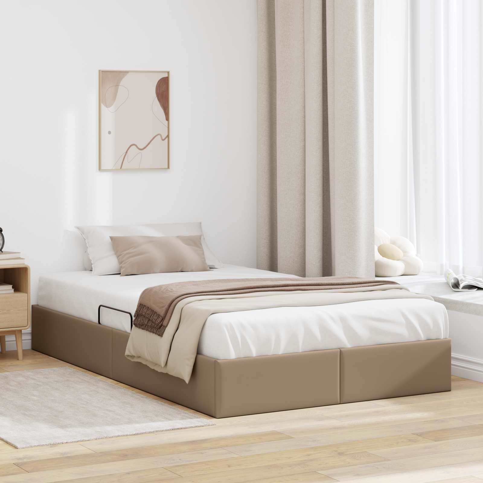 vidaXL Ottoman Bedframe met opslag Zwart 90 x 190 cm Nep Leer