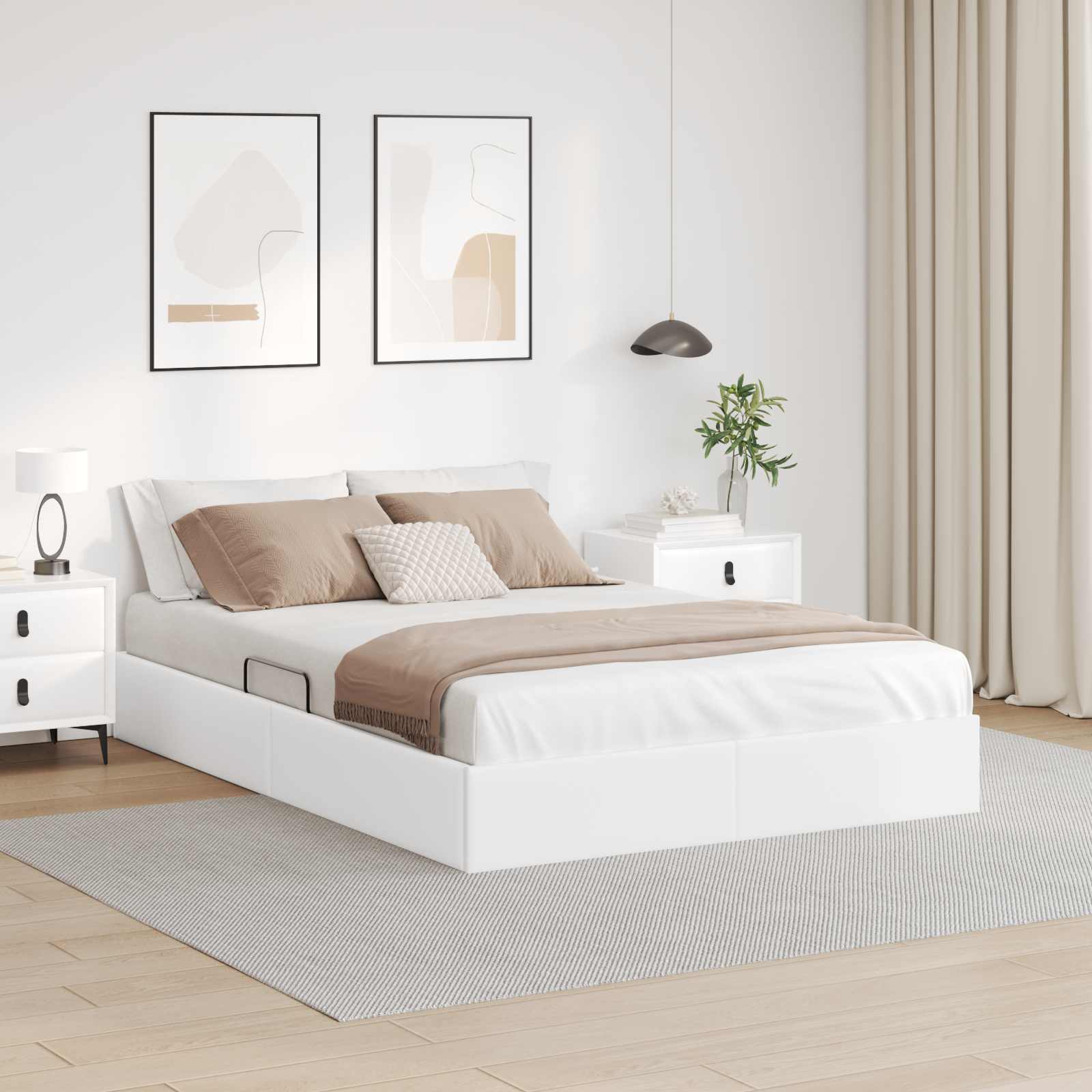vidaXL Ottoman Bedframe met opslag Zwart 90 x 190 cm Nep Leer