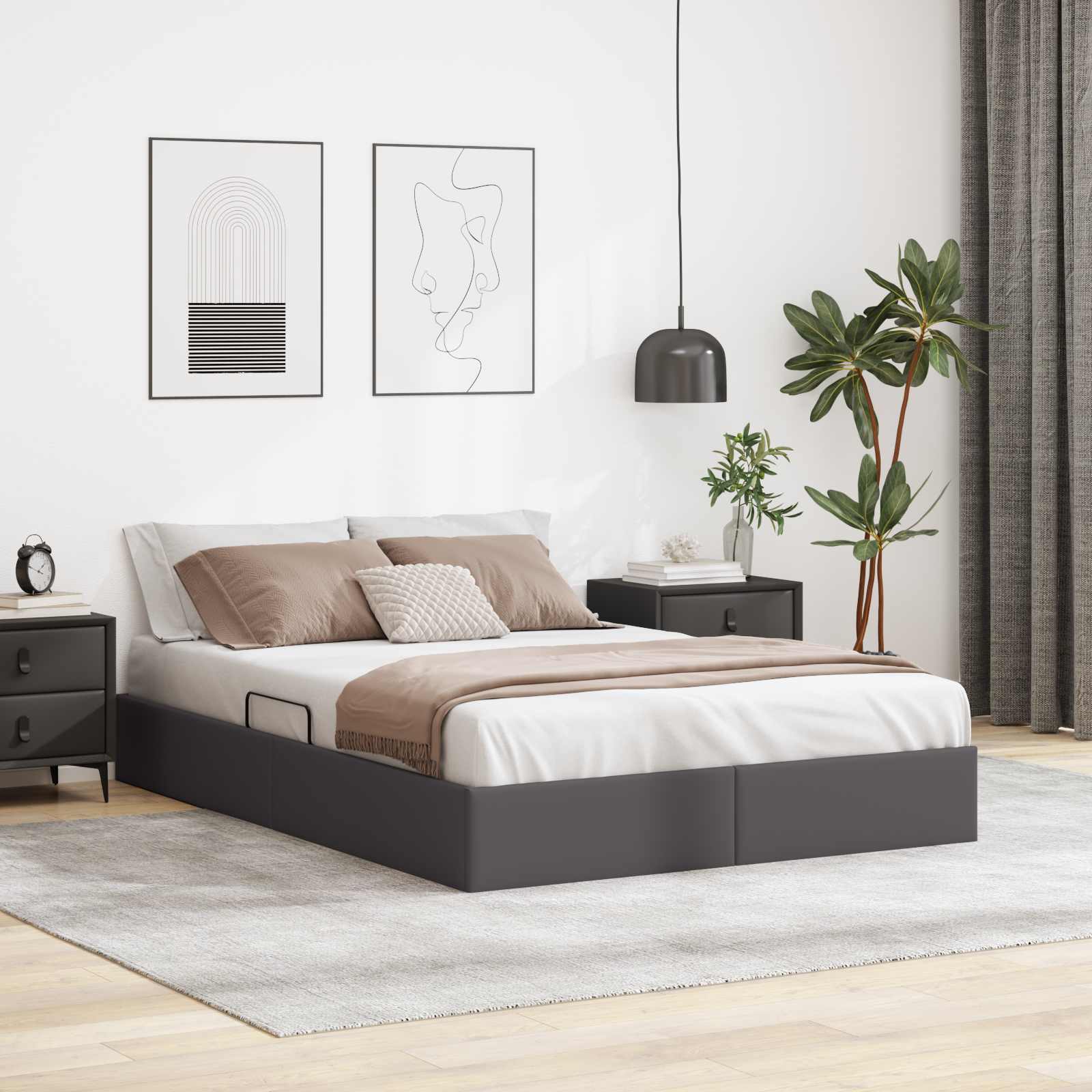 vidaXL Ottoman Bedframe met opslag Zwart 90 x 190 cm Nep Leer