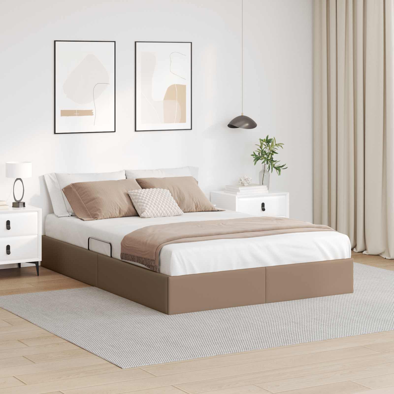 vidaXL Ottoman Bedframe met opslag Zwart 90 x 190 cm Nep Leer