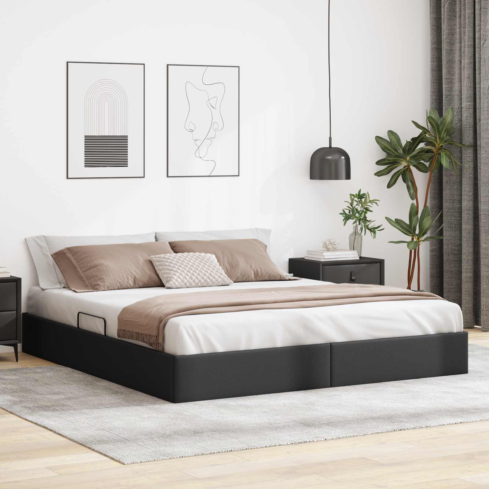 vidaXL Ottoman Bedframe met opslag Zwart 90 x 190 cm Nep Leer