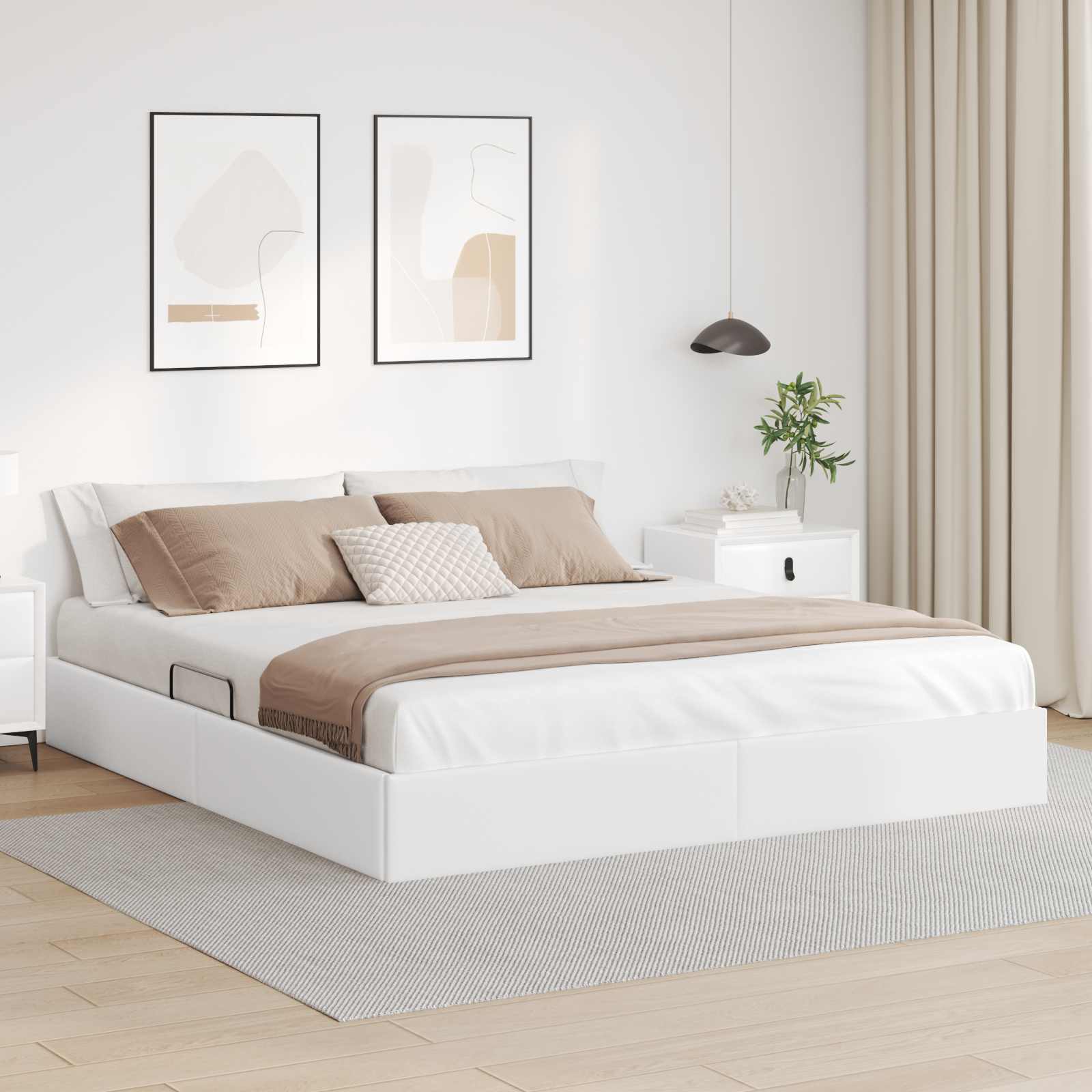 vidaXL Ottoman Bedframe met opslag Zwart 90 x 190 cm Nep Leer