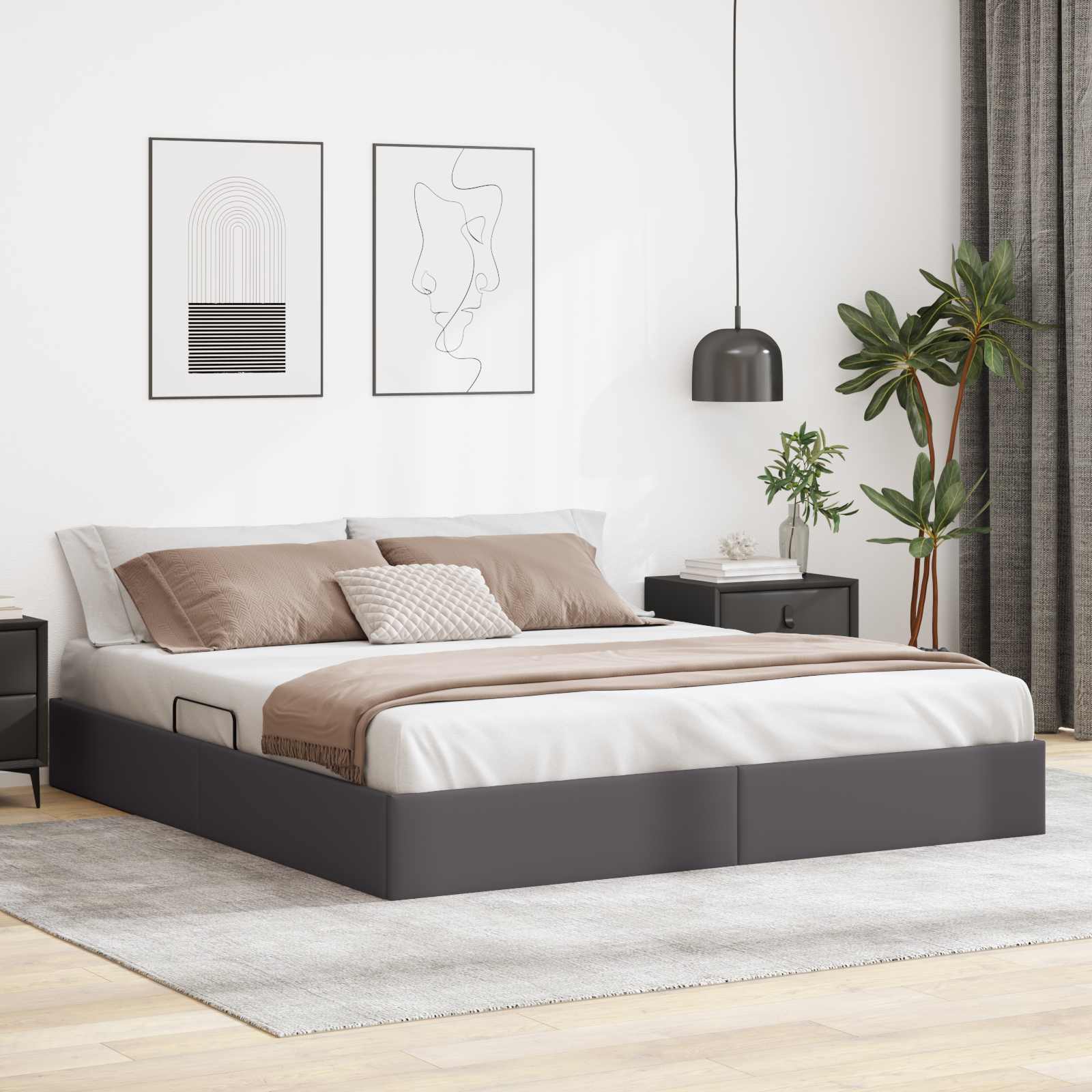 vidaXL Ottoman Bedframe met opslag Zwart 90 x 190 cm Nep Leer