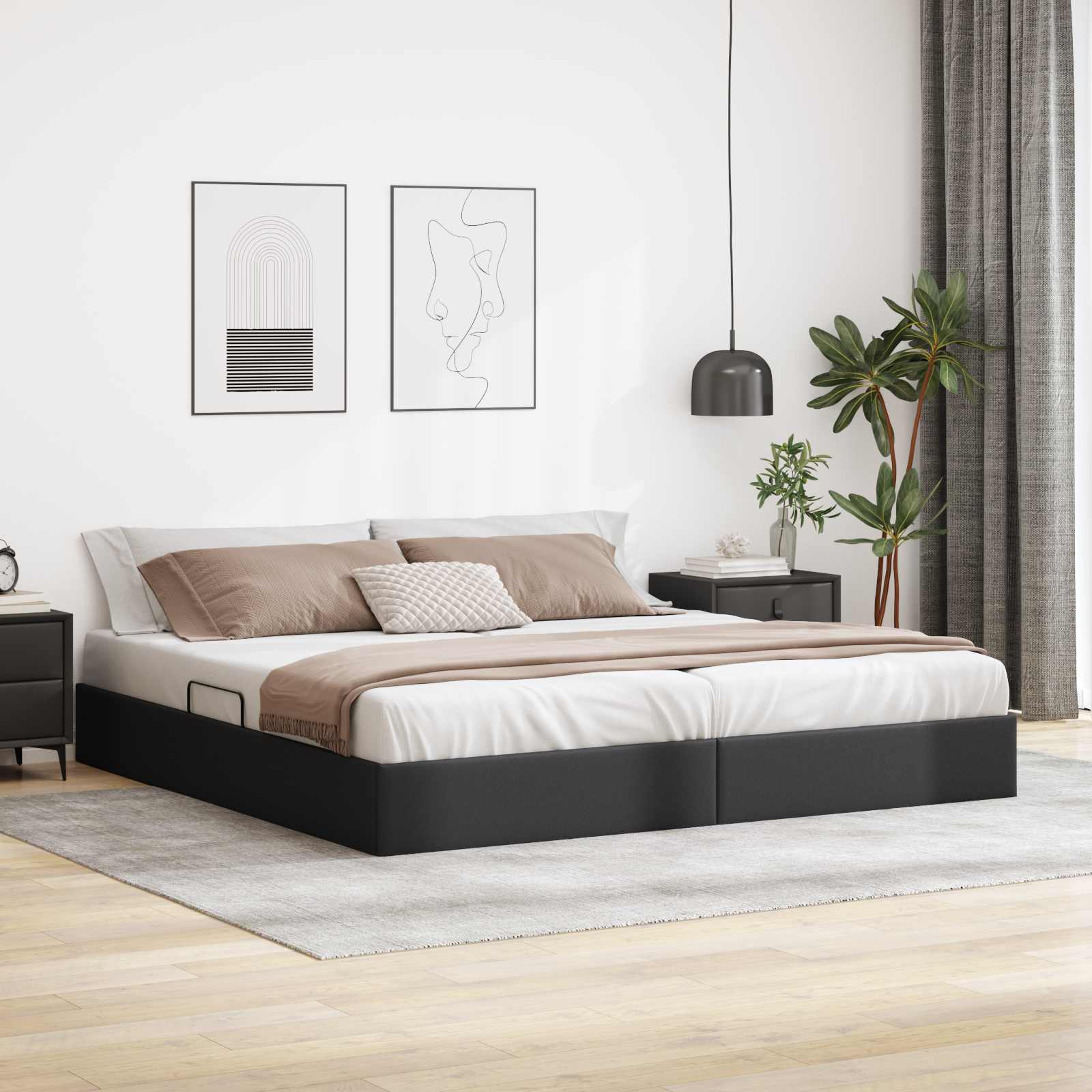 vidaXL Ottoman Bedframe met opslag Zwart 90 x 190 cm Nep Leer