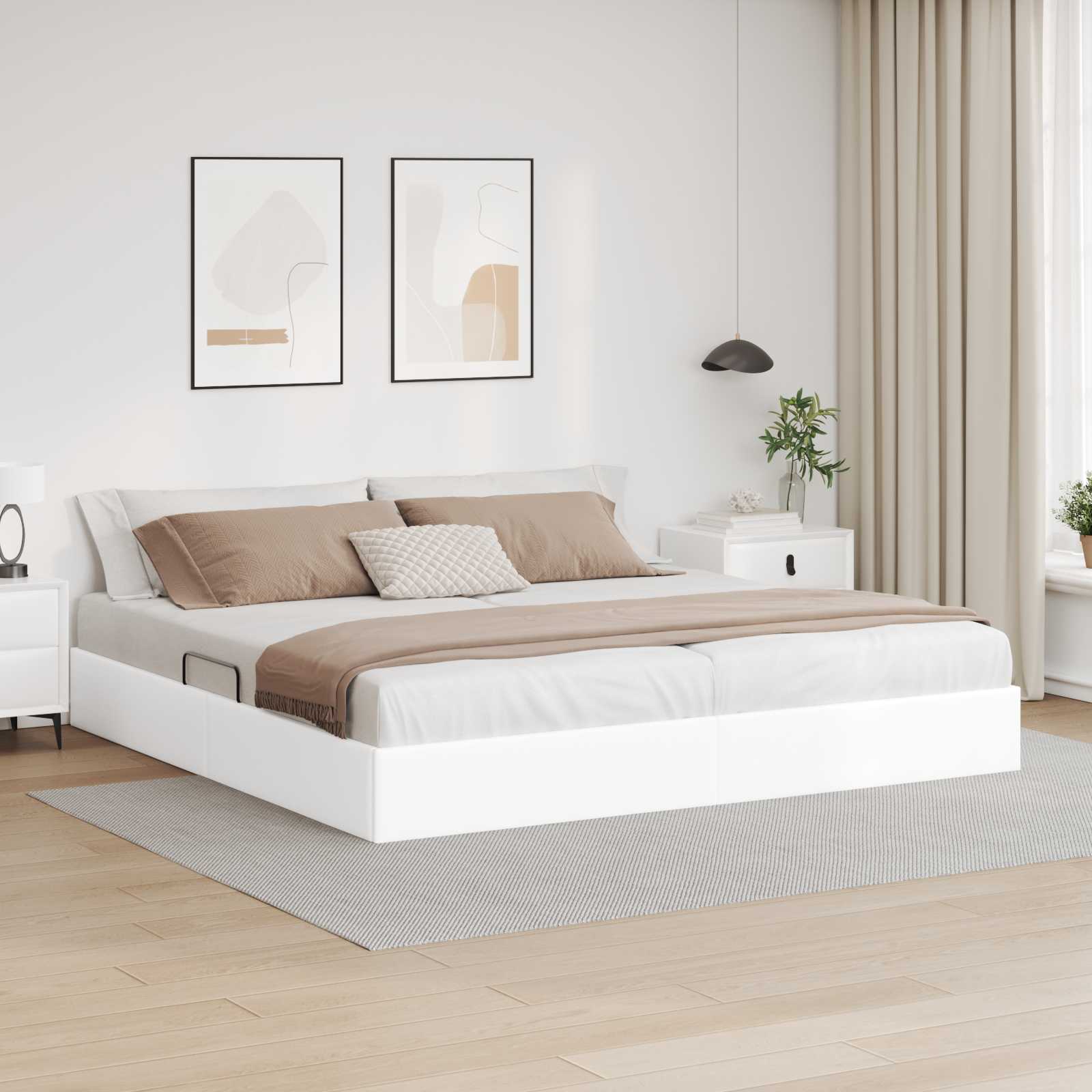 vidaXL Ottoman Bedframe met opslag Zwart 90 x 190 cm Nep Leer