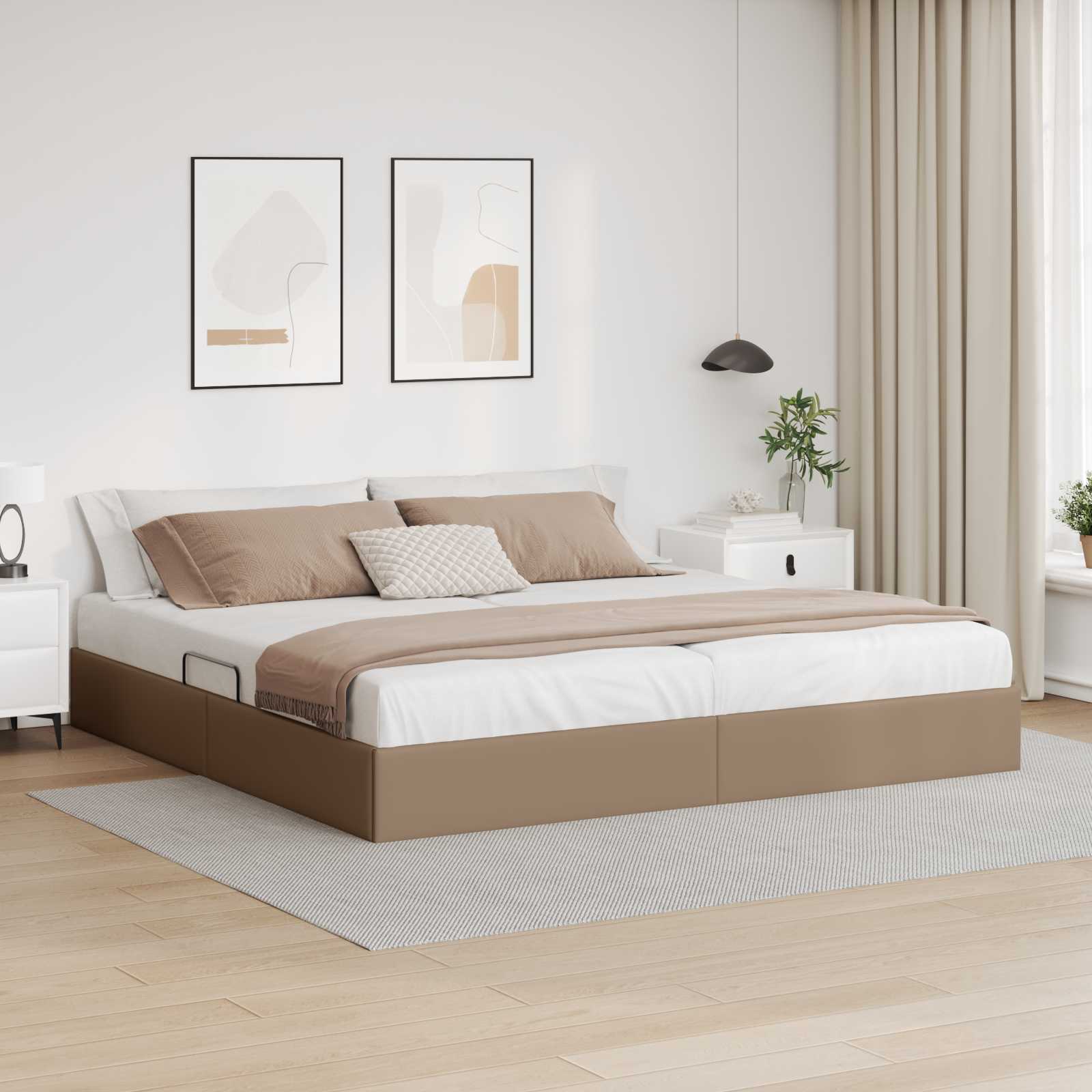 vidaXL Ottoman Bedframe met opslag Zwart 90 x 190 cm Nep Leer