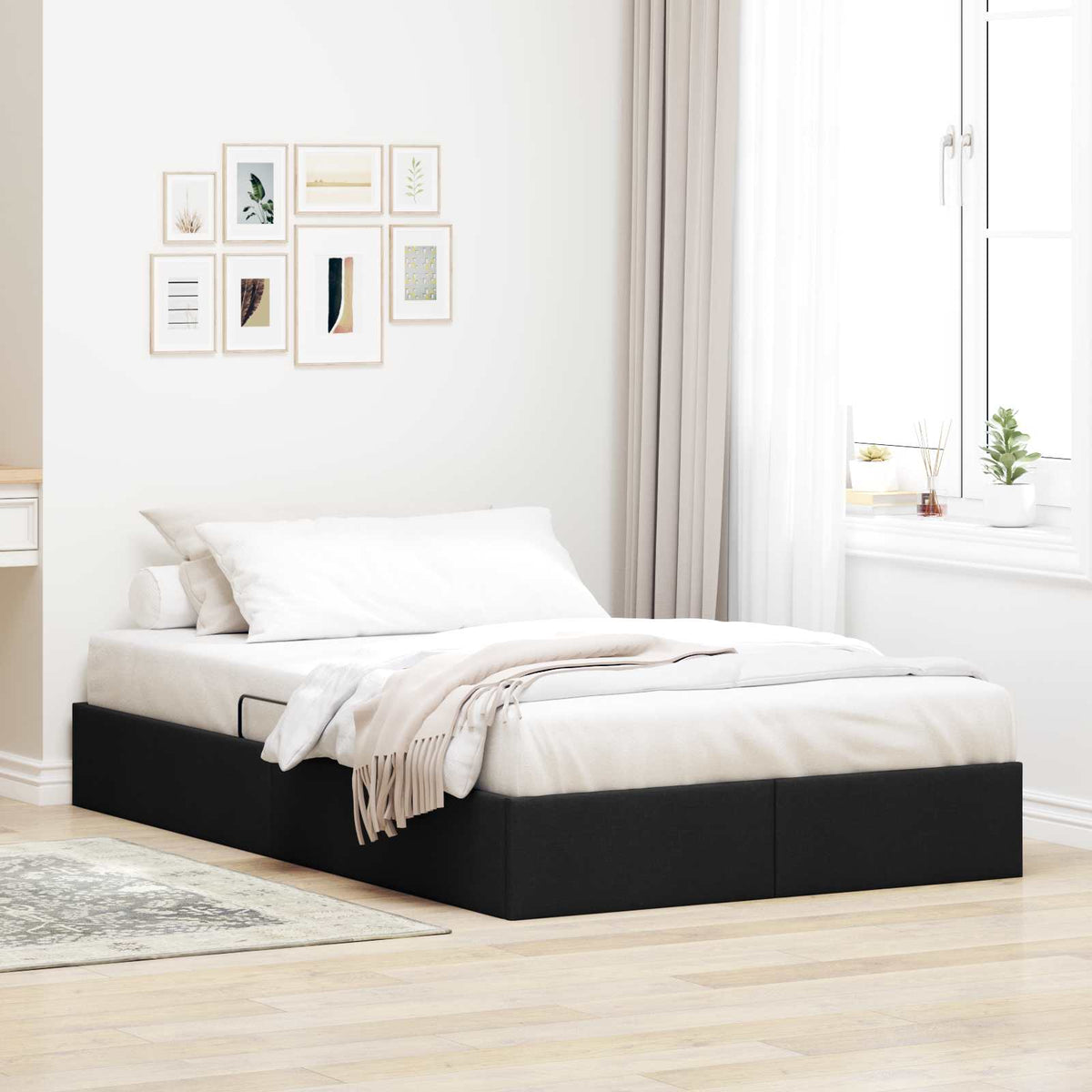 vidaXL Ottoman Bedframe met opslag Lichtgrijs 90 x 190 cm Stof