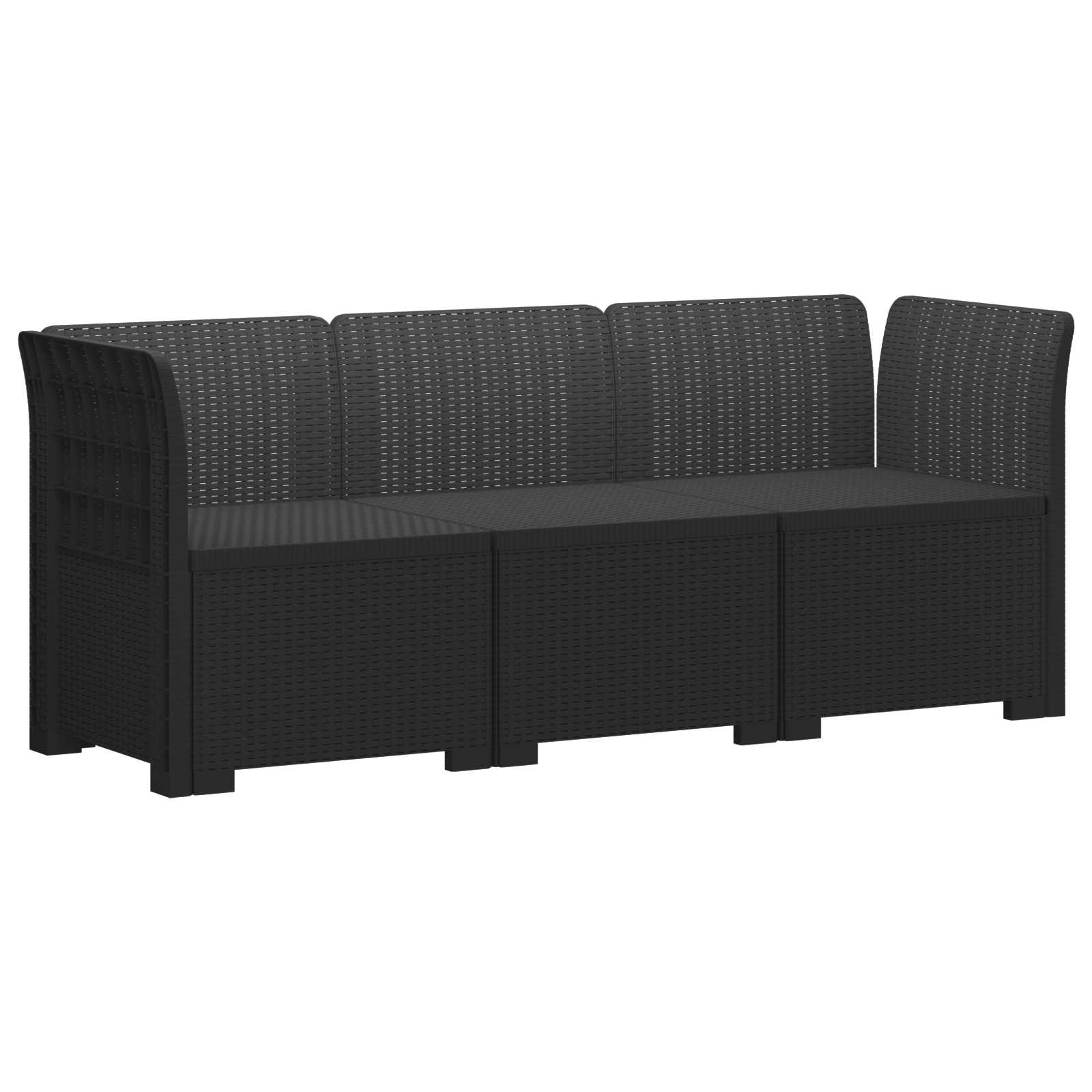 vidaXL 3-Zits Tuin Sofa Rattan Look PP Antraciet