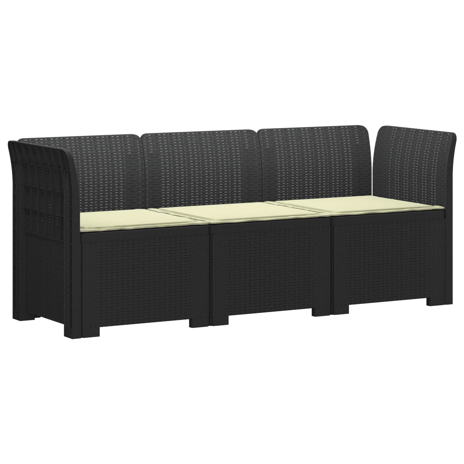 vidaXL 3-Zits Tuin Sofa Rattan Look PP Antraciet