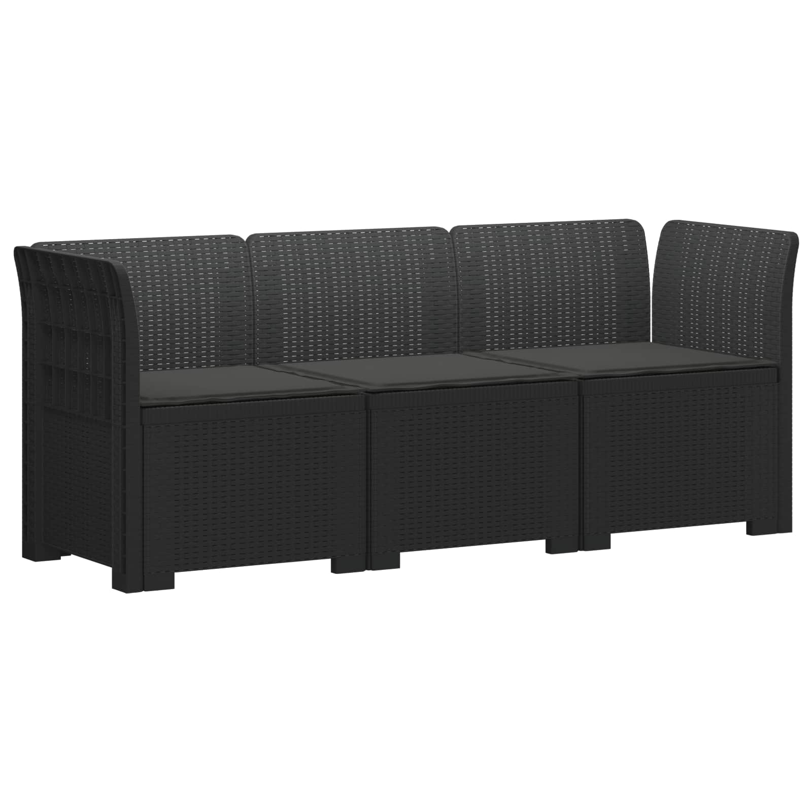 vidaXL 3-Zits Tuin Sofa Rattan Look PP Antraciet