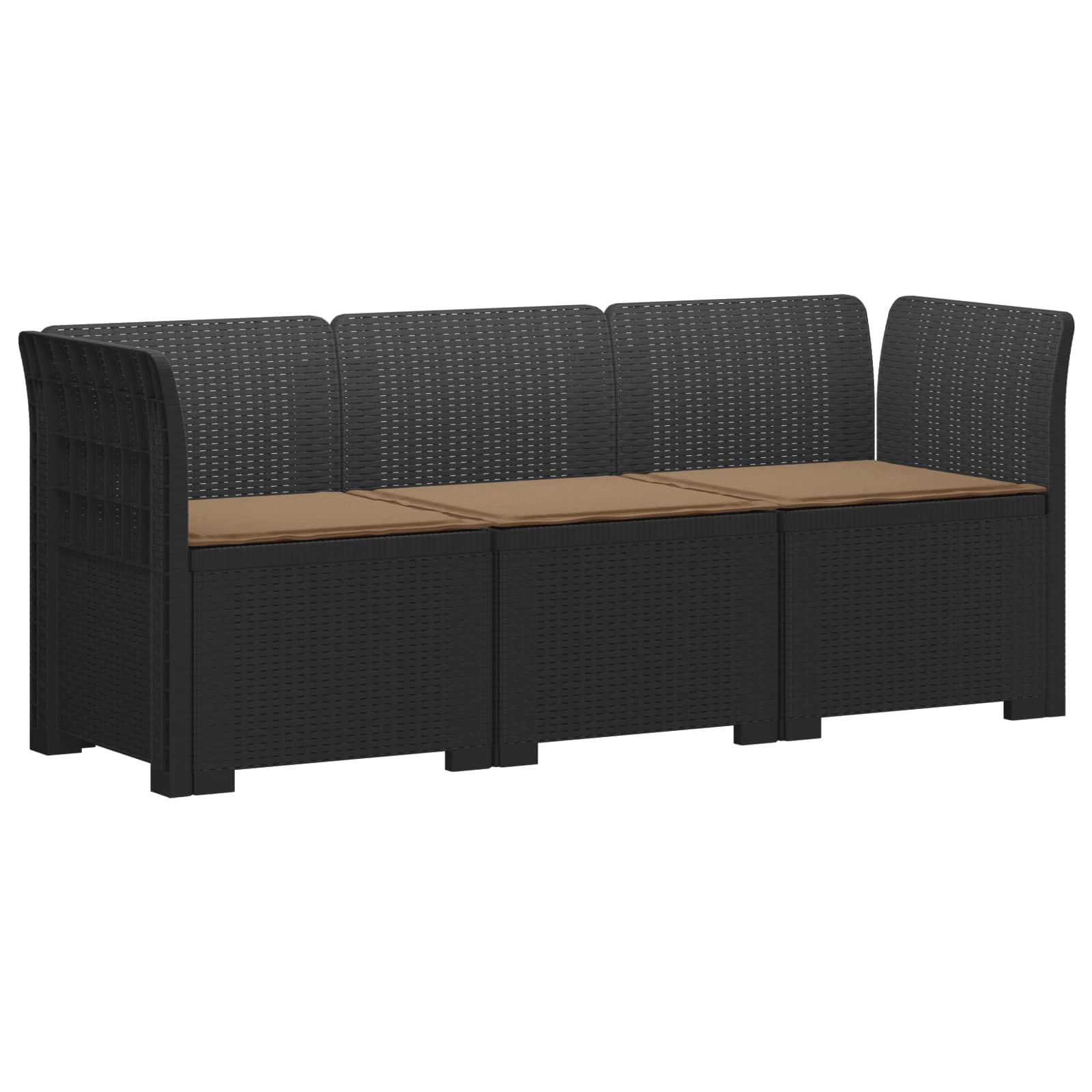 vidaXL 3-Zits Tuin Sofa Rattan Look PP Antraciet