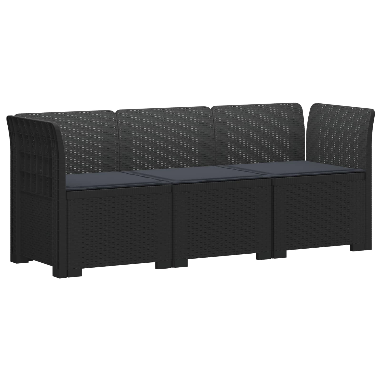 vidaXL 3-Zits Tuin Sofa Rattan Look PP Antraciet