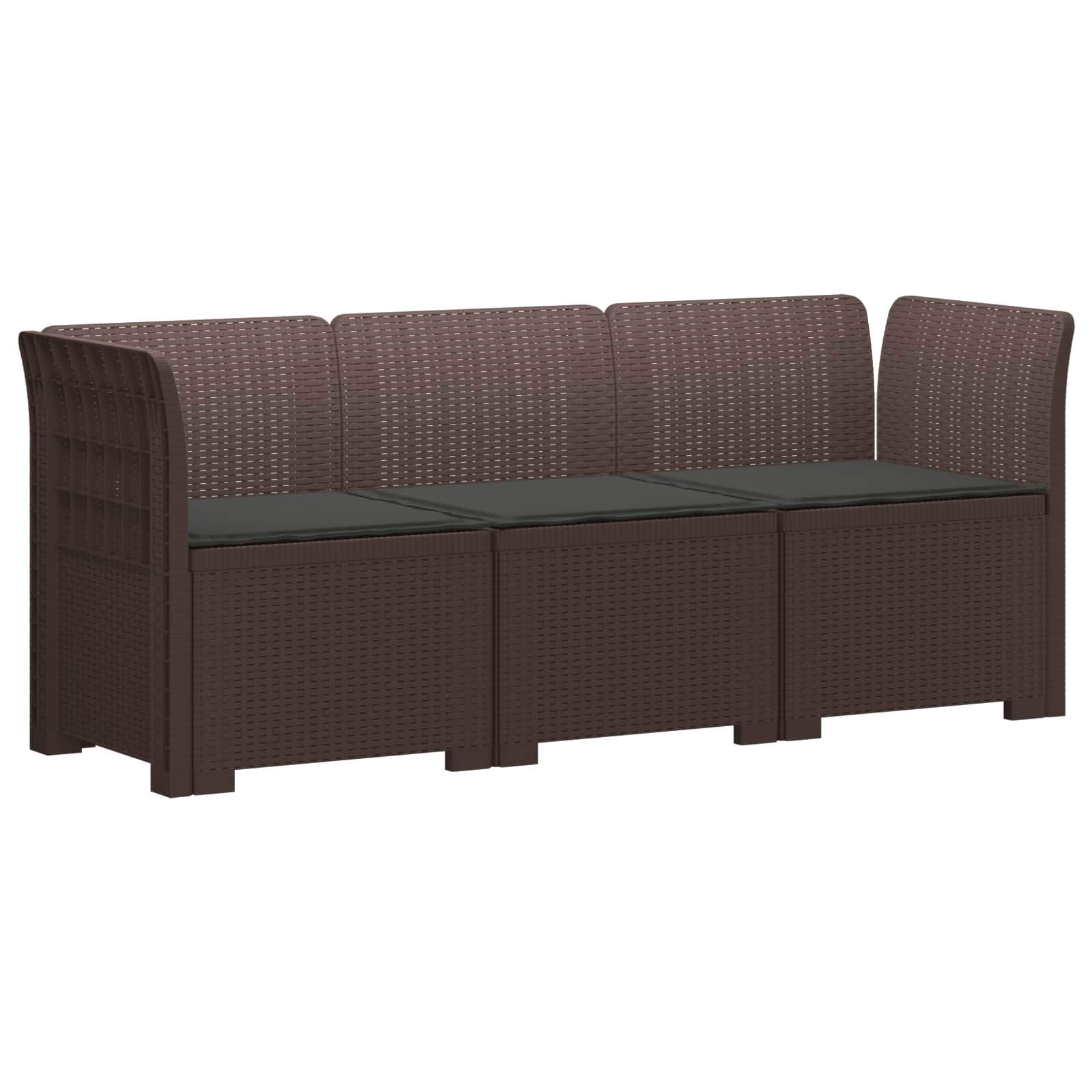 vidaXL 3-Zits Tuin Sofa Rattan Look PP Antraciet