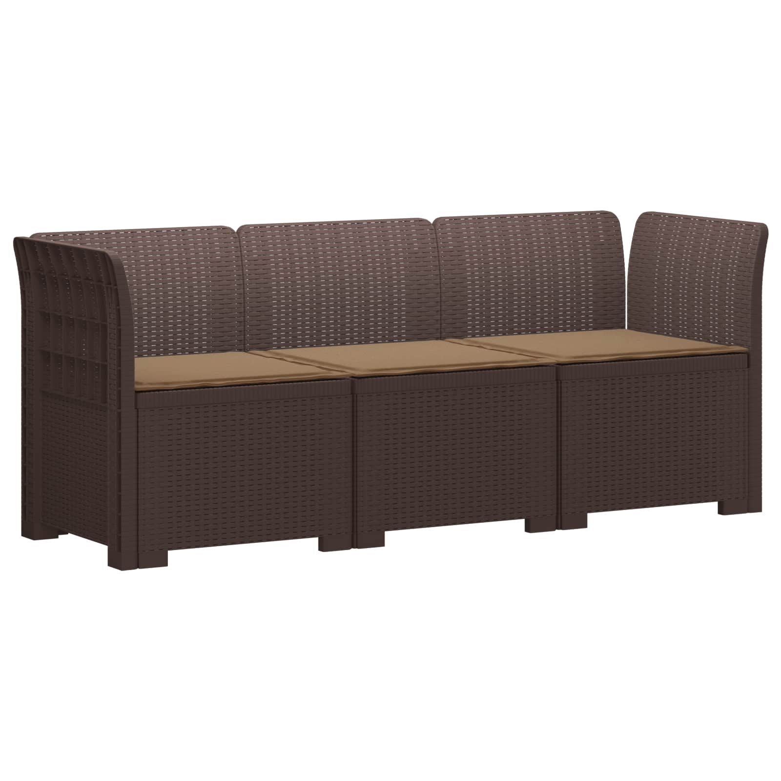vidaXL 3-Zits Tuin Sofa Rattan Look PP Antraciet