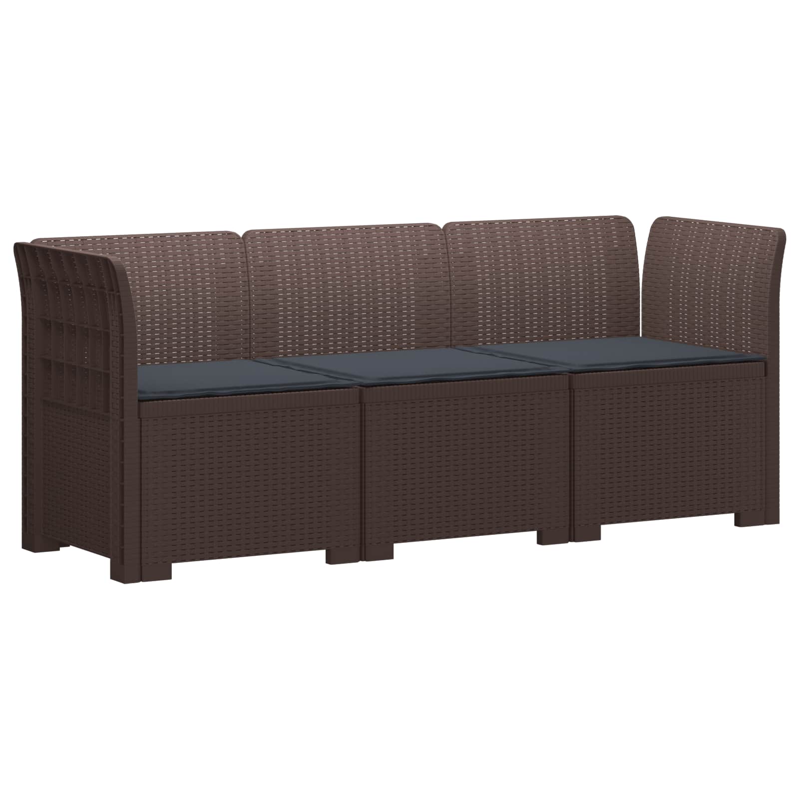 vidaXL 3-Zits Tuin Sofa Rattan Look PP Antraciet