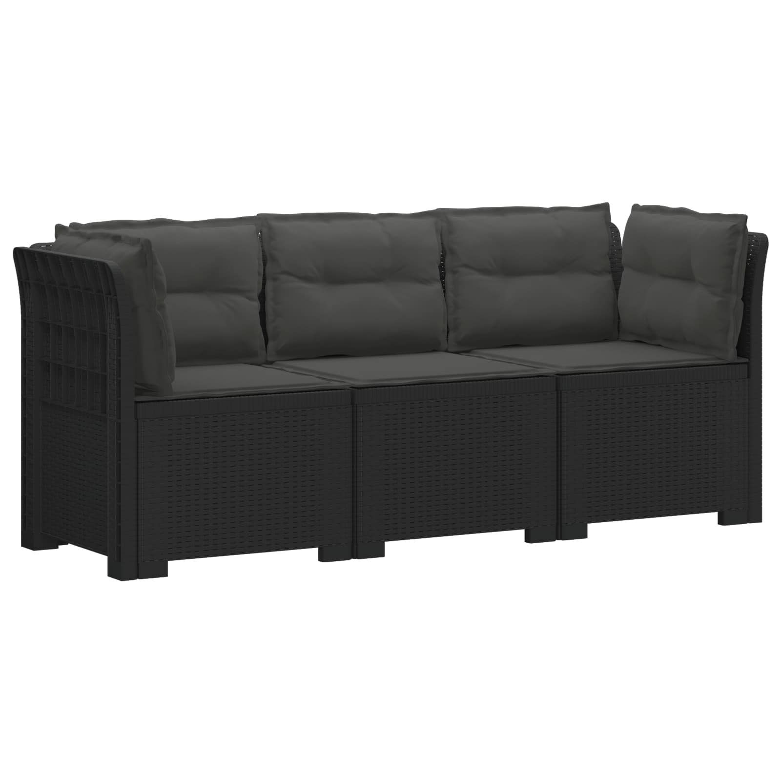 vidaXL 3-Zits Tuin Sofa Rattan Look PP Antraciet