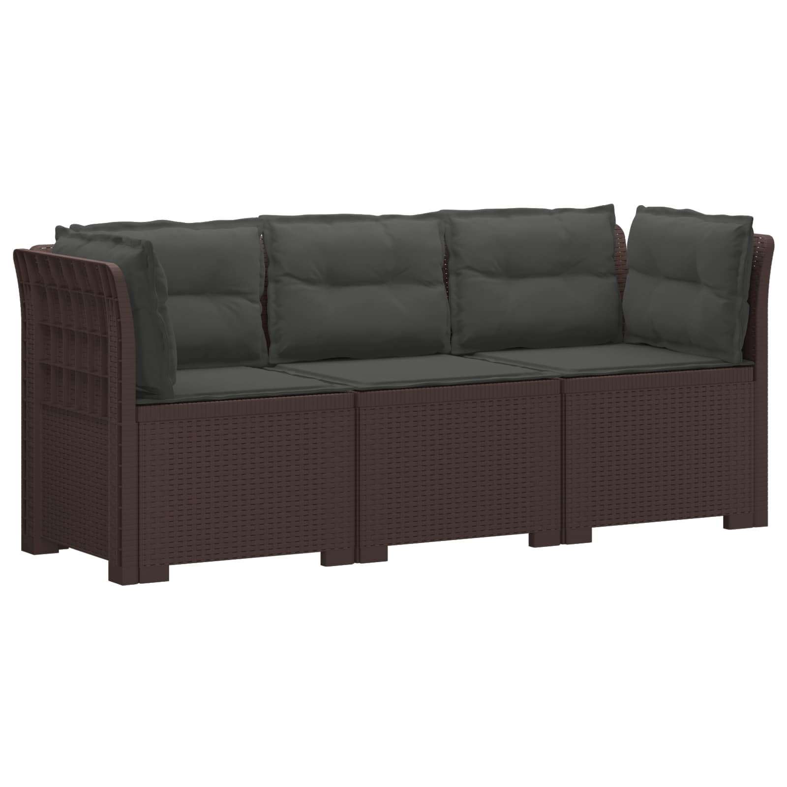 vidaXL 3-Zits Tuin Sofa Rattan Look PP Antraciet