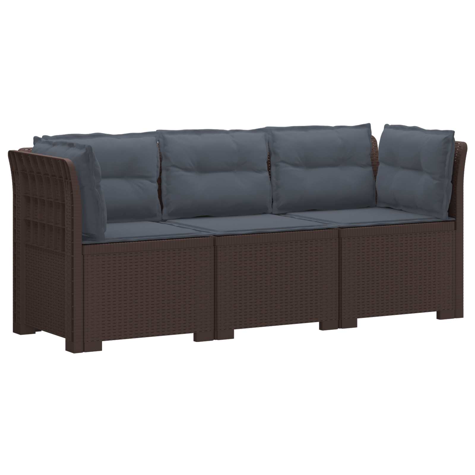 vidaXL 3-Zits Tuin Sofa Rattan Look PP Antraciet