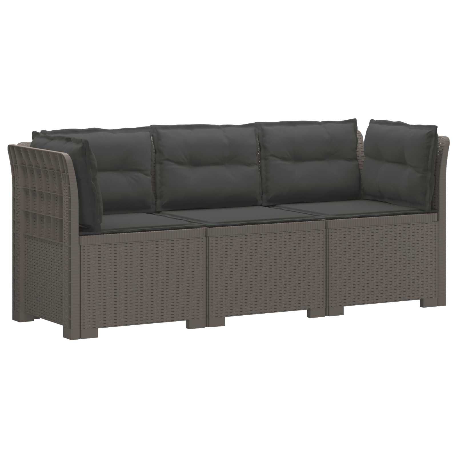 vidaXL 3-Zits Tuin Sofa Rattan Look PP Antraciet