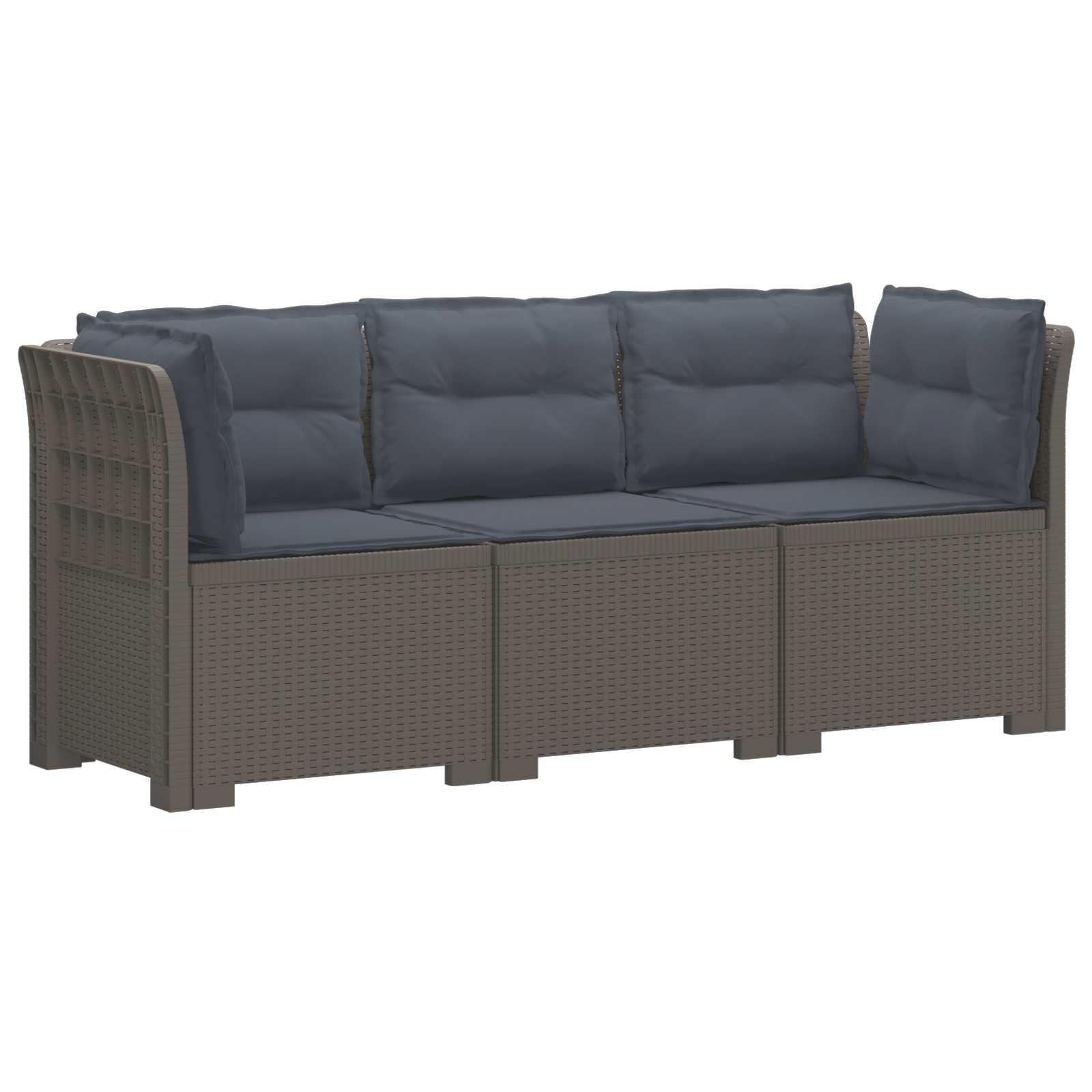vidaXL 3-Zits Tuin Sofa Rattan Look PP Antraciet